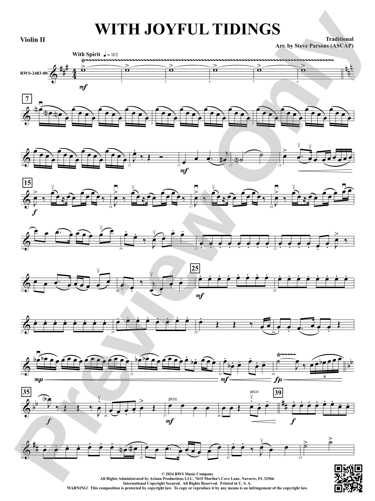 With Joyful Tidings: 2nd Violin