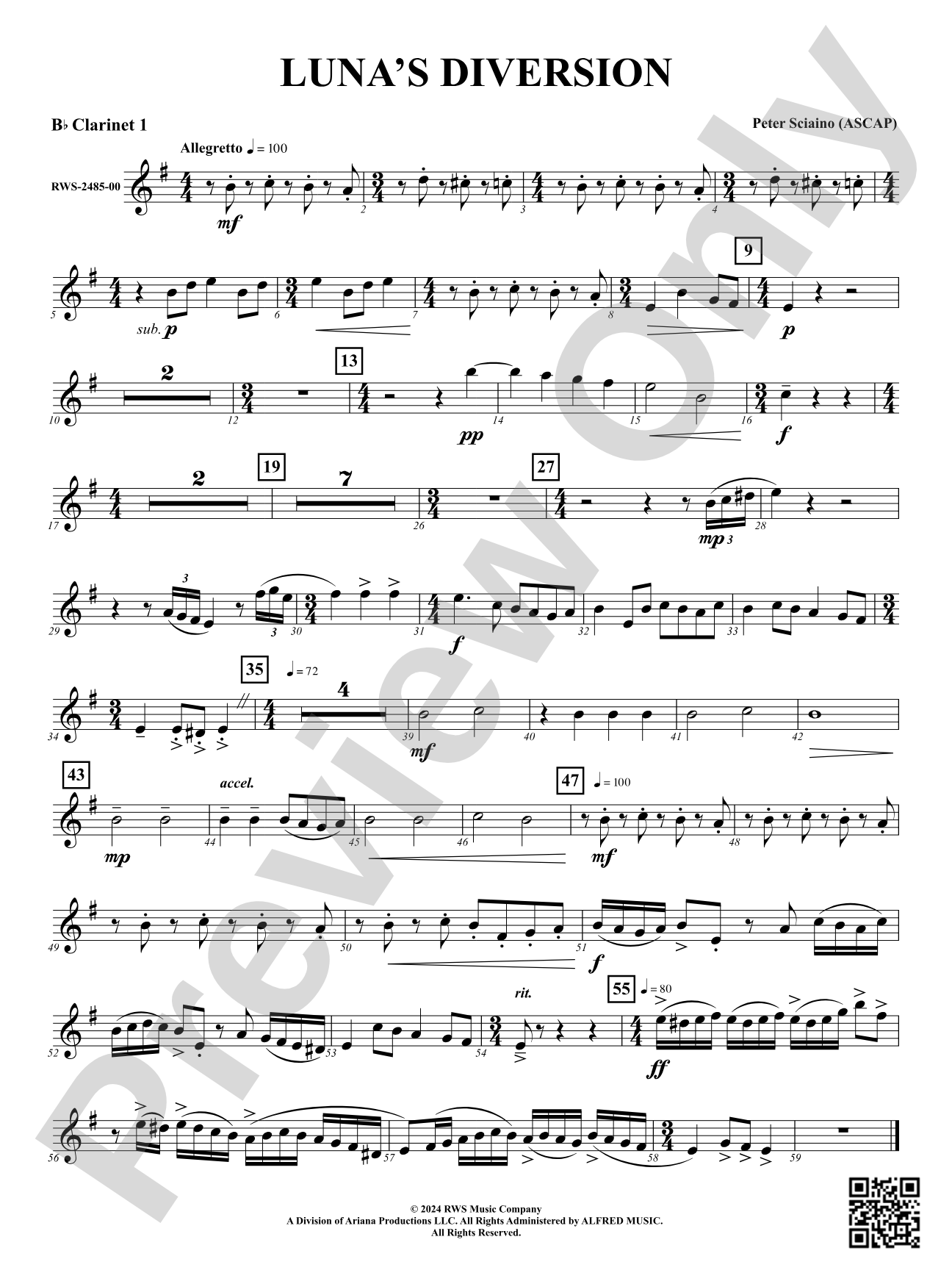 Luna's Diversion: 1st B-flat Clarinet