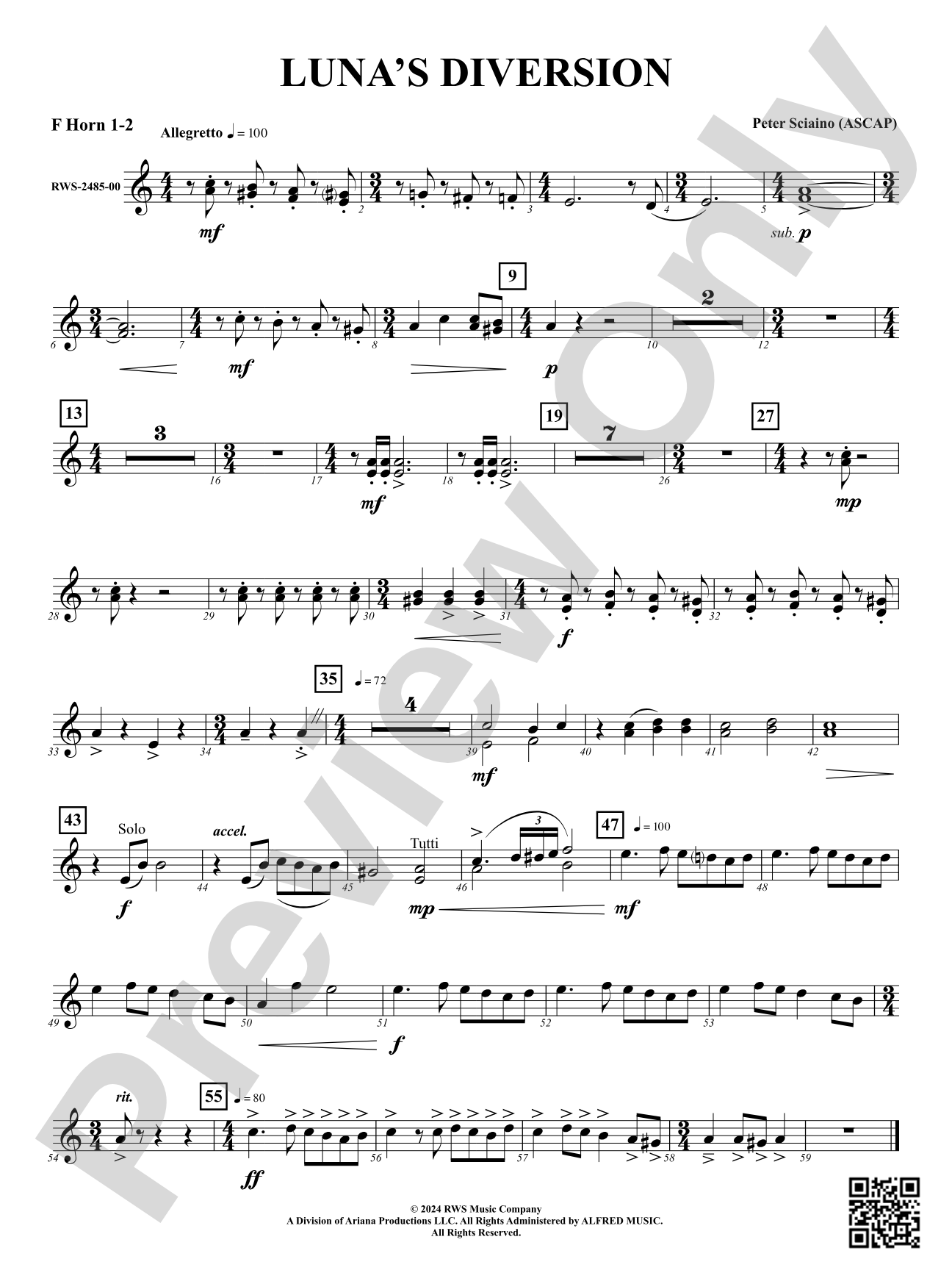 Luna's Diversion: 1st & 2nd F Horns