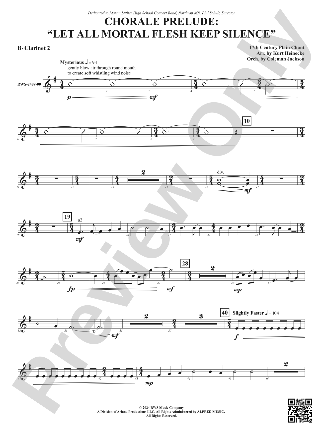 Chorale Prelude: Let All Mortal Flesh Keep Silence: 2nd B-flat Clarinet