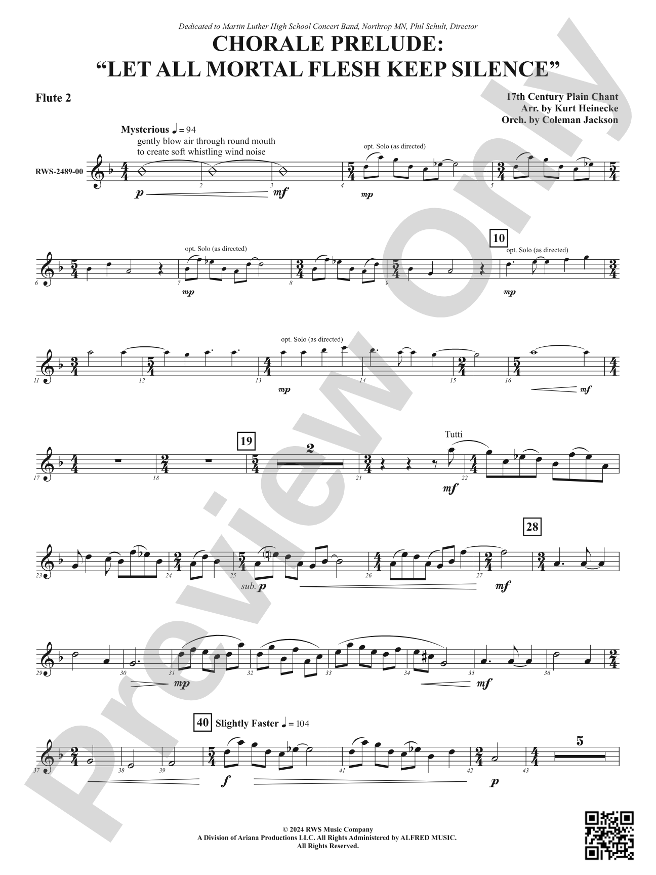Chorale Prelude: Let All Mortal Flesh Keep Silence: 2nd Flute