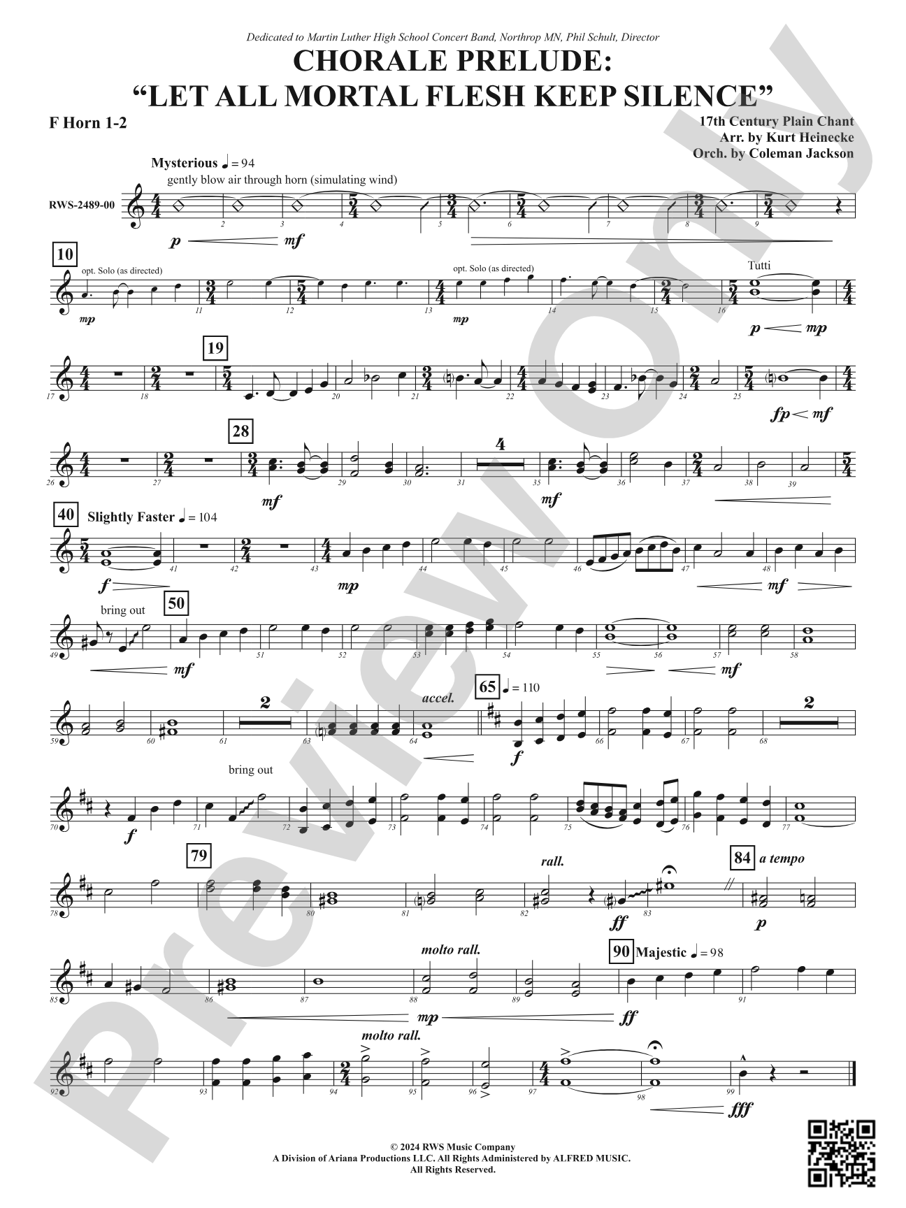 Chorale Prelude: Let All Mortal Flesh Keep Silence: 1st & 2nd F Horns