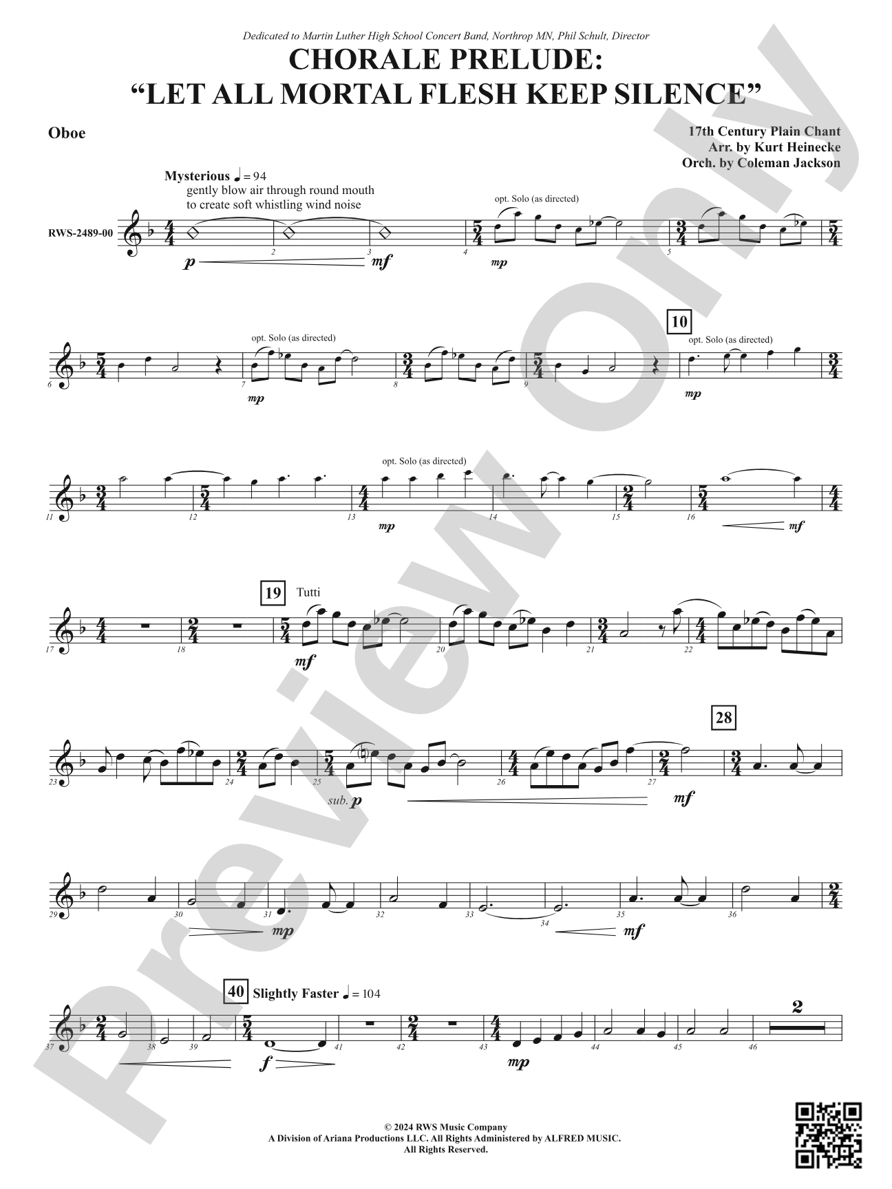Chorale Prelude: Let All Mortal Flesh Keep Silence: Oboe