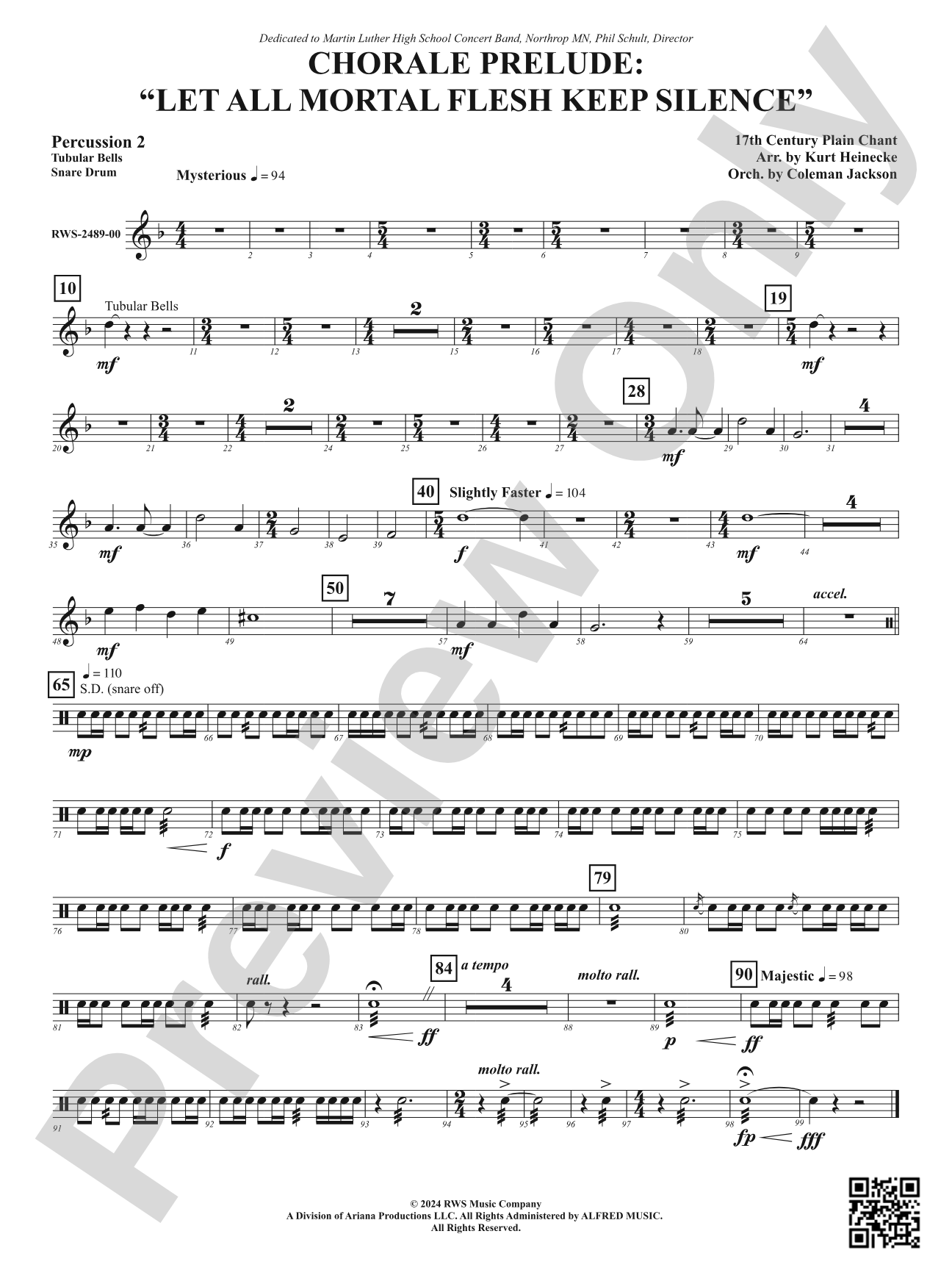 Chorale Prelude: Let All Mortal Flesh Keep Silence: 2nd Percussion