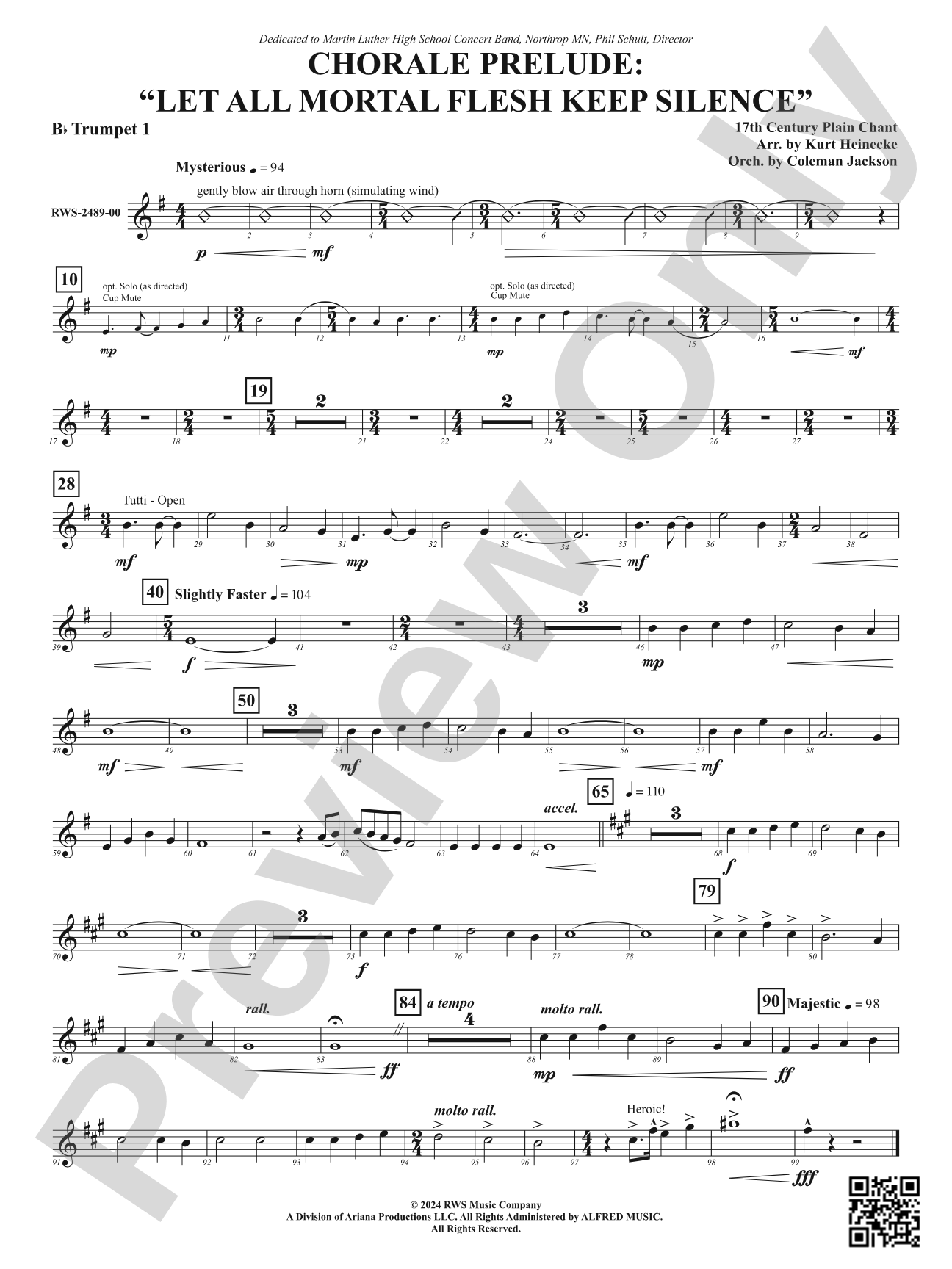 Chorale Prelude: Let All Mortal Flesh Keep Silence: 1st B-flat Trumpet