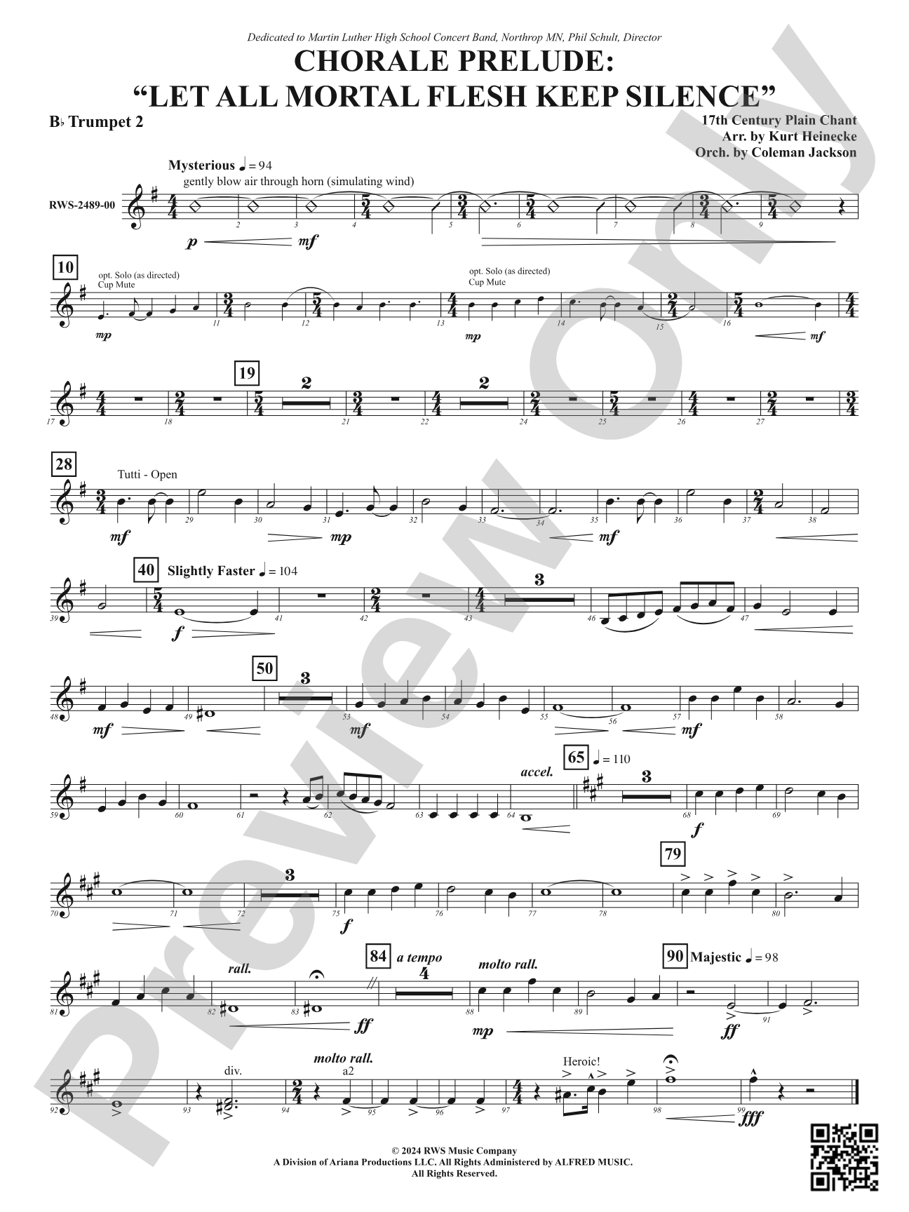 Chorale Prelude: Let All Mortal Flesh Keep Silence: 2nd B-flat Trumpet