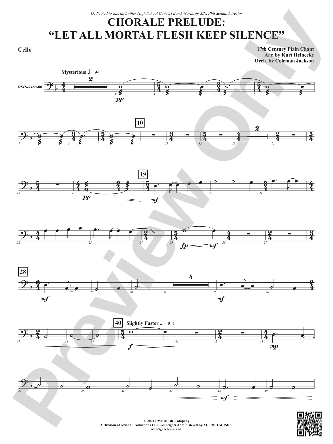Chorale Prelude: Let All Mortal Flesh Keep Silence: Cello