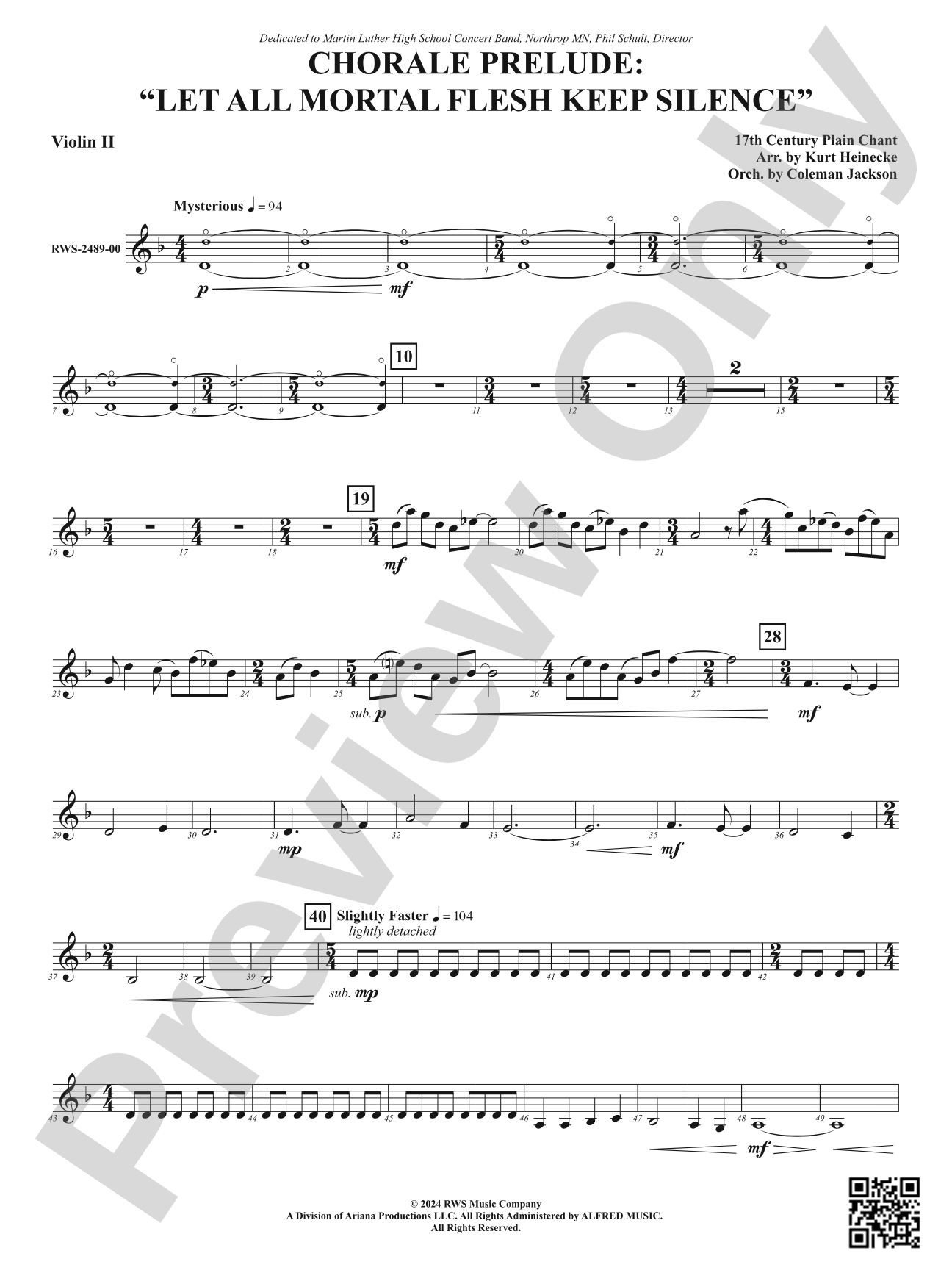 Chorale Prelude: Let All Mortal Flesh Keep Silence: 2nd Violin