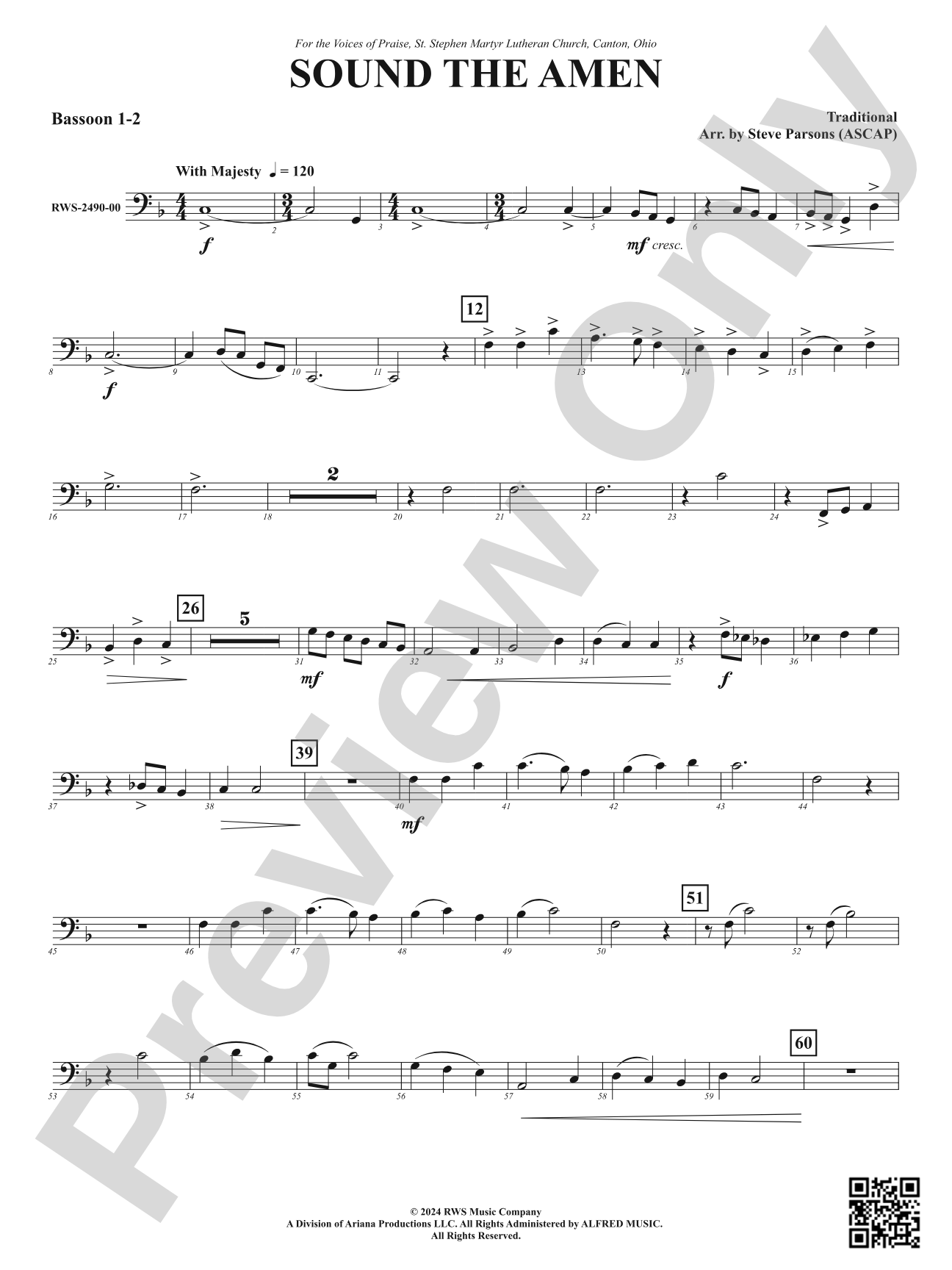 Sound the Amen: 1st & 2nd Bassoon