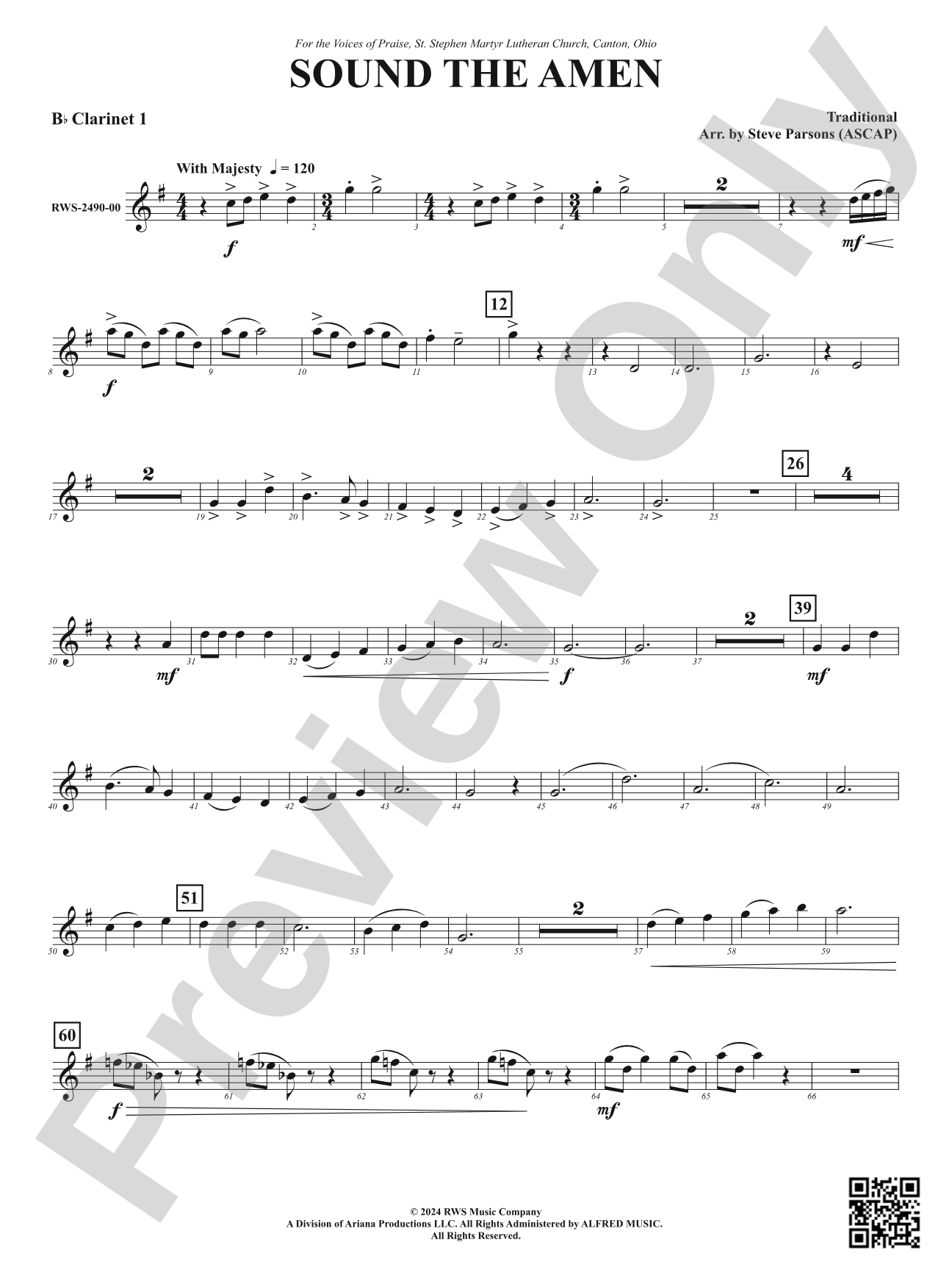 Sound the Amen: 1st B-flat Clarinet