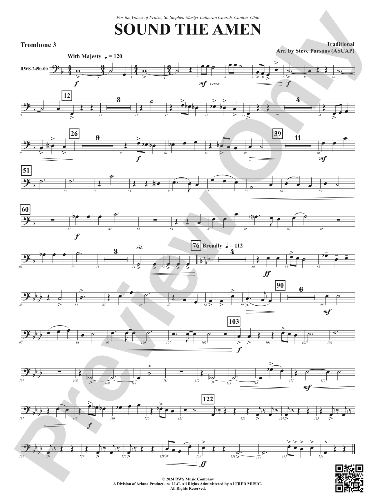 Sound the Amen: 3rd Trombone