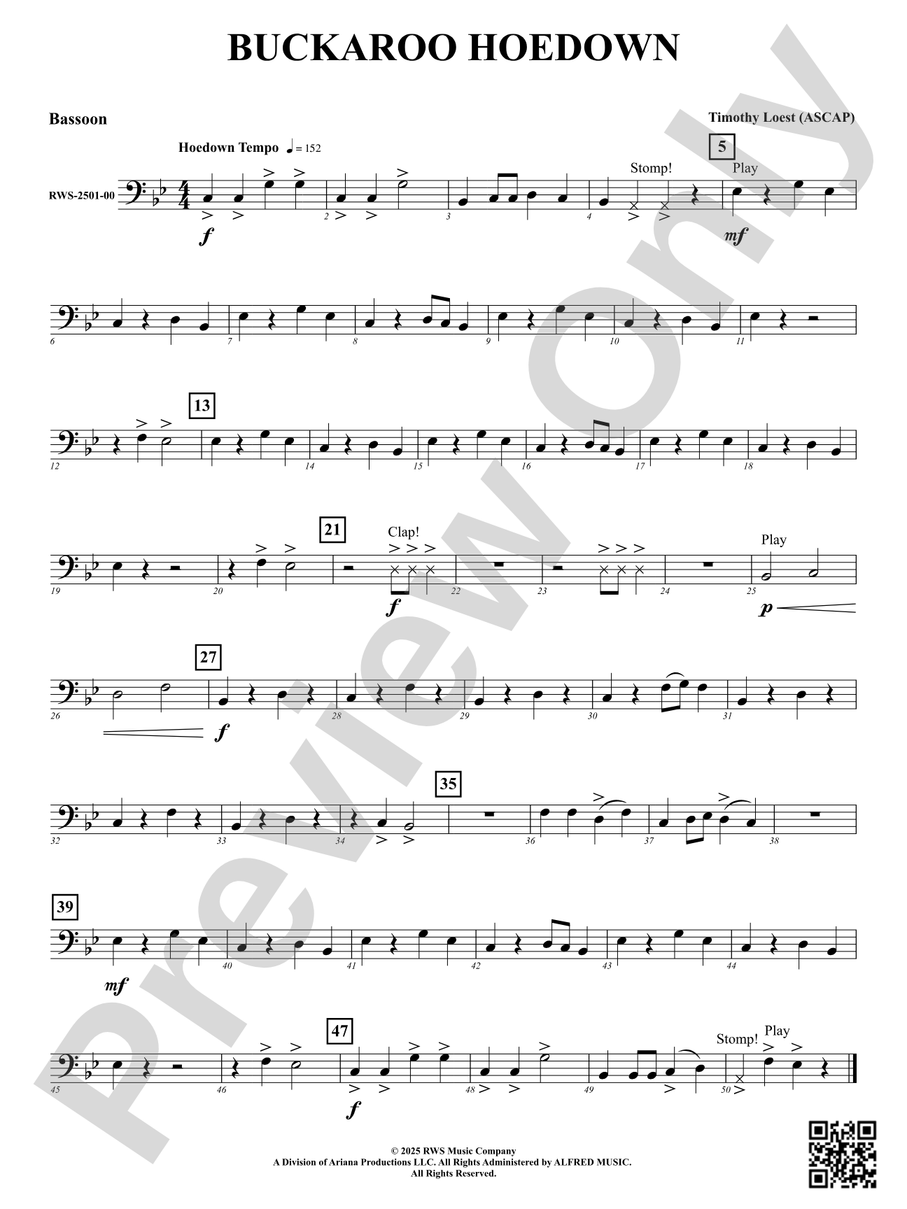 Buckaroo Hoedown: Bassoon
