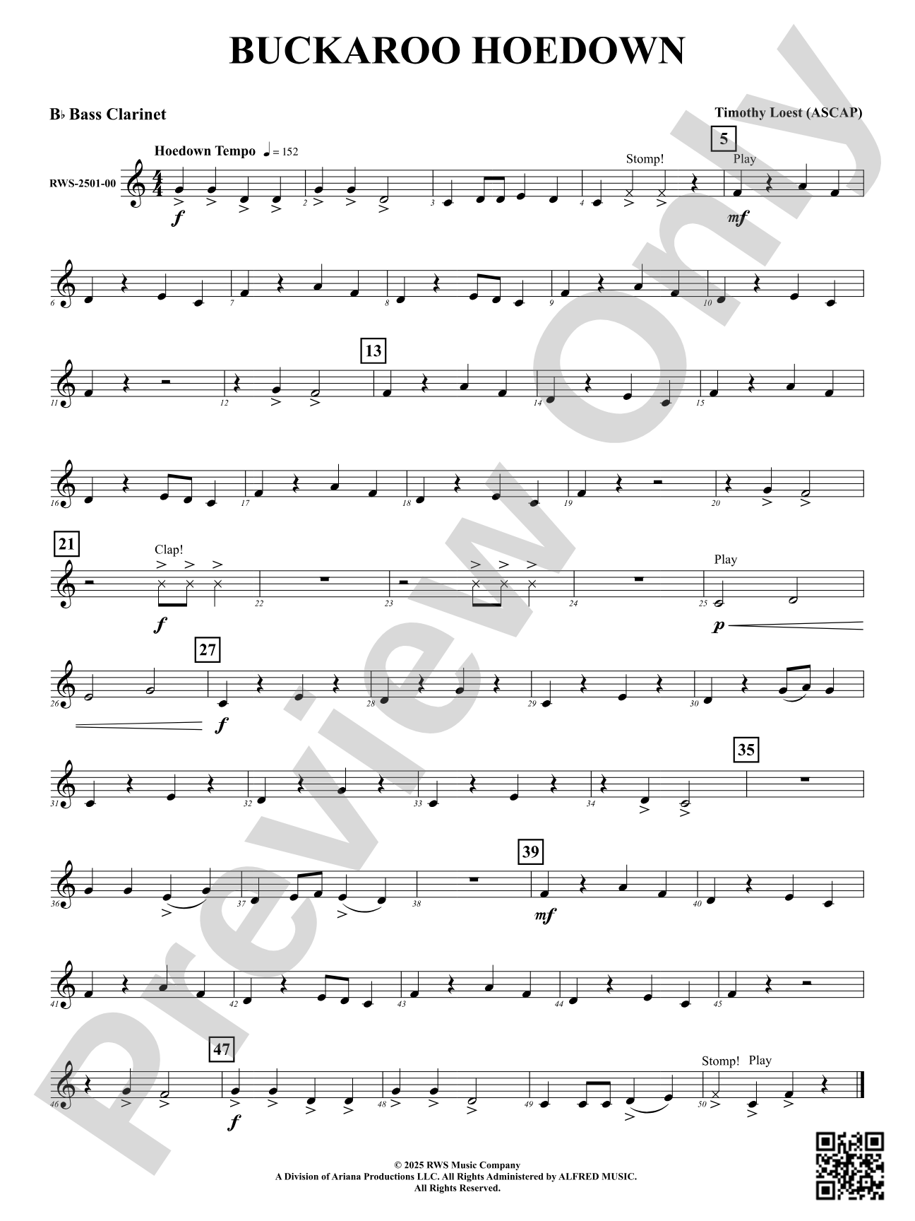 Buckaroo Hoedown: B-flat Bass Clarinet