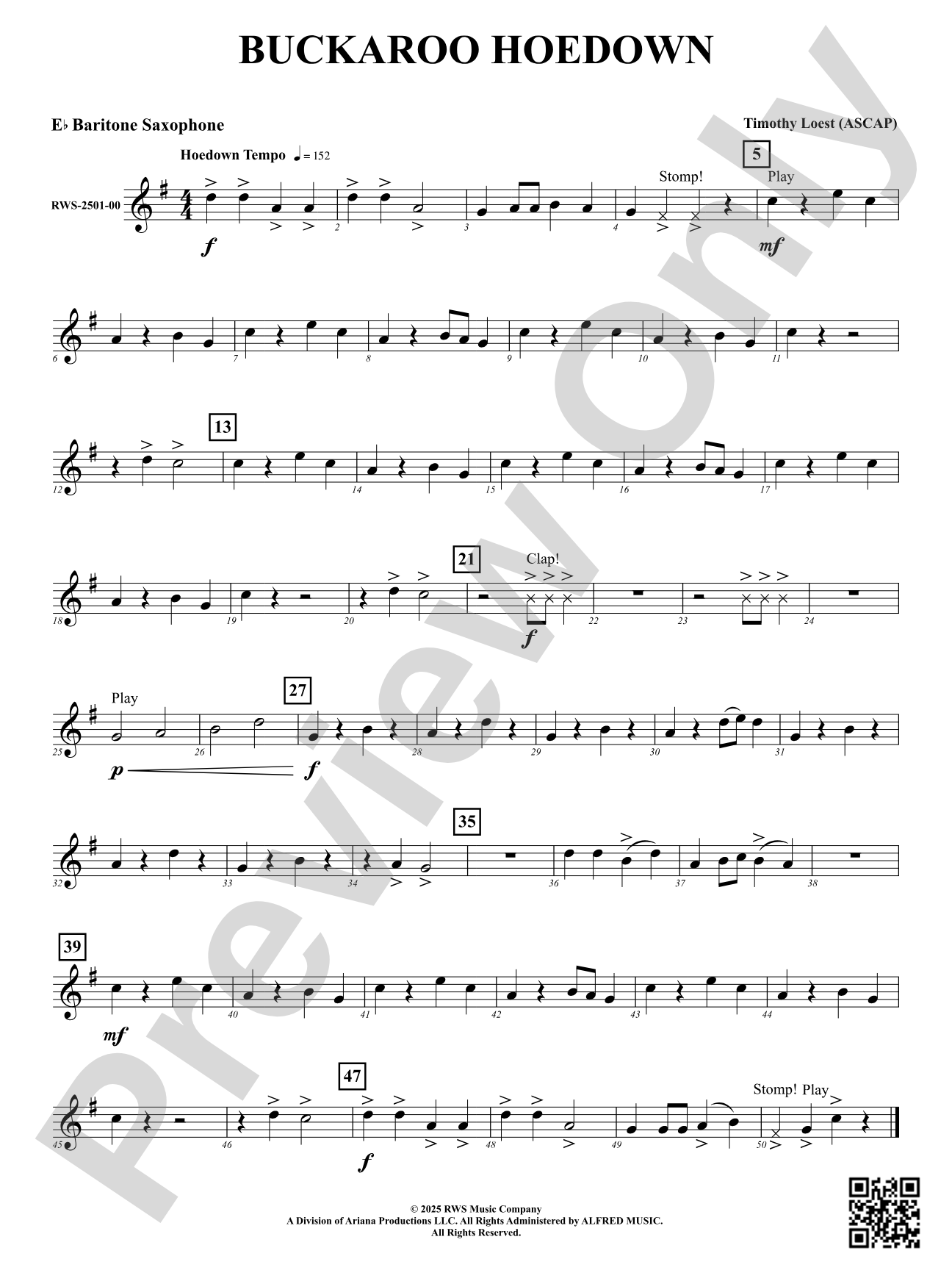 Buckaroo Hoedown: E-flat Baritone Saxophone