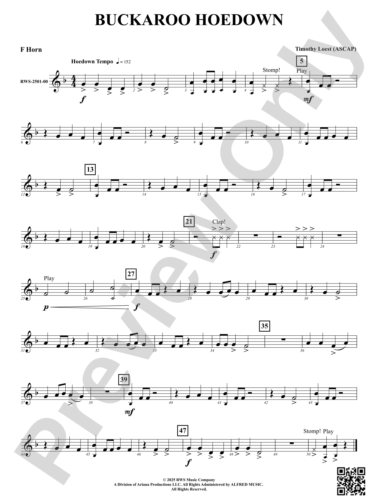 Buckaroo Hoedown: F Horn