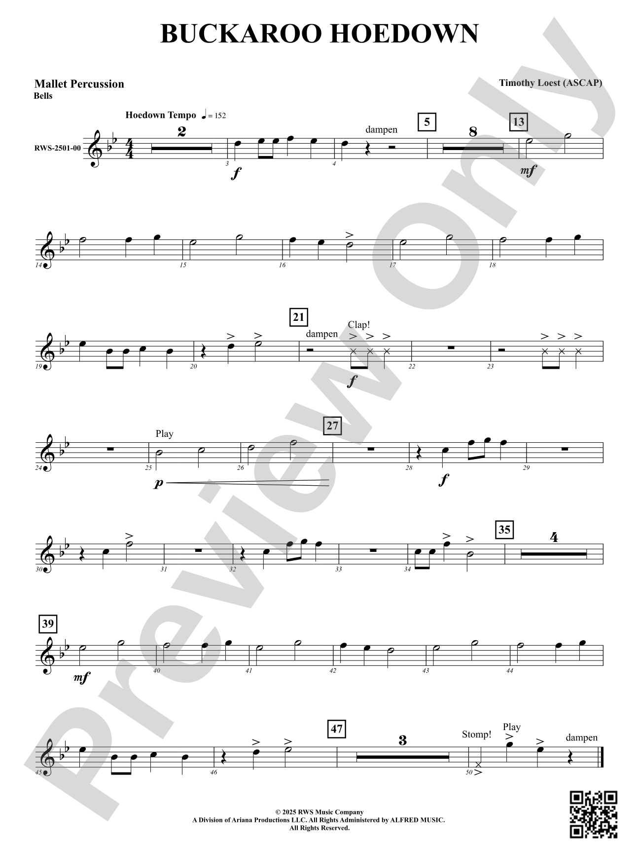 Buckaroo Hoedown: Mallet Percussion: Bells