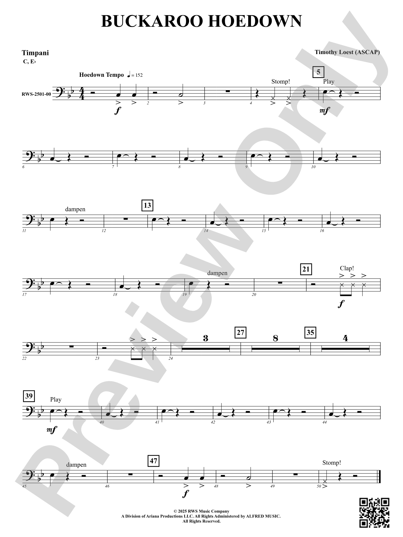 Buckaroo Hoedown: Timpani