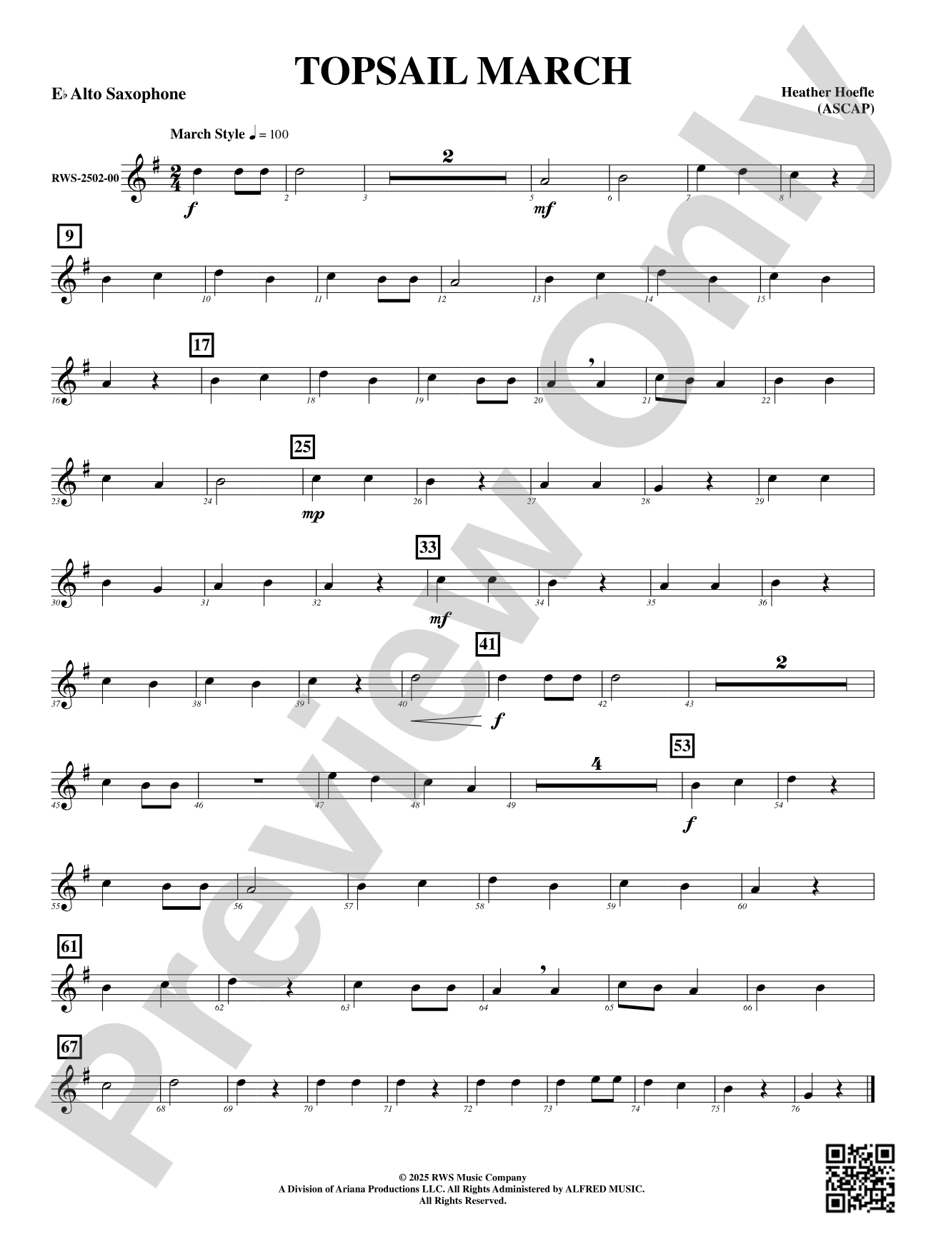 Topsail March: E-flat Alto Saxophone