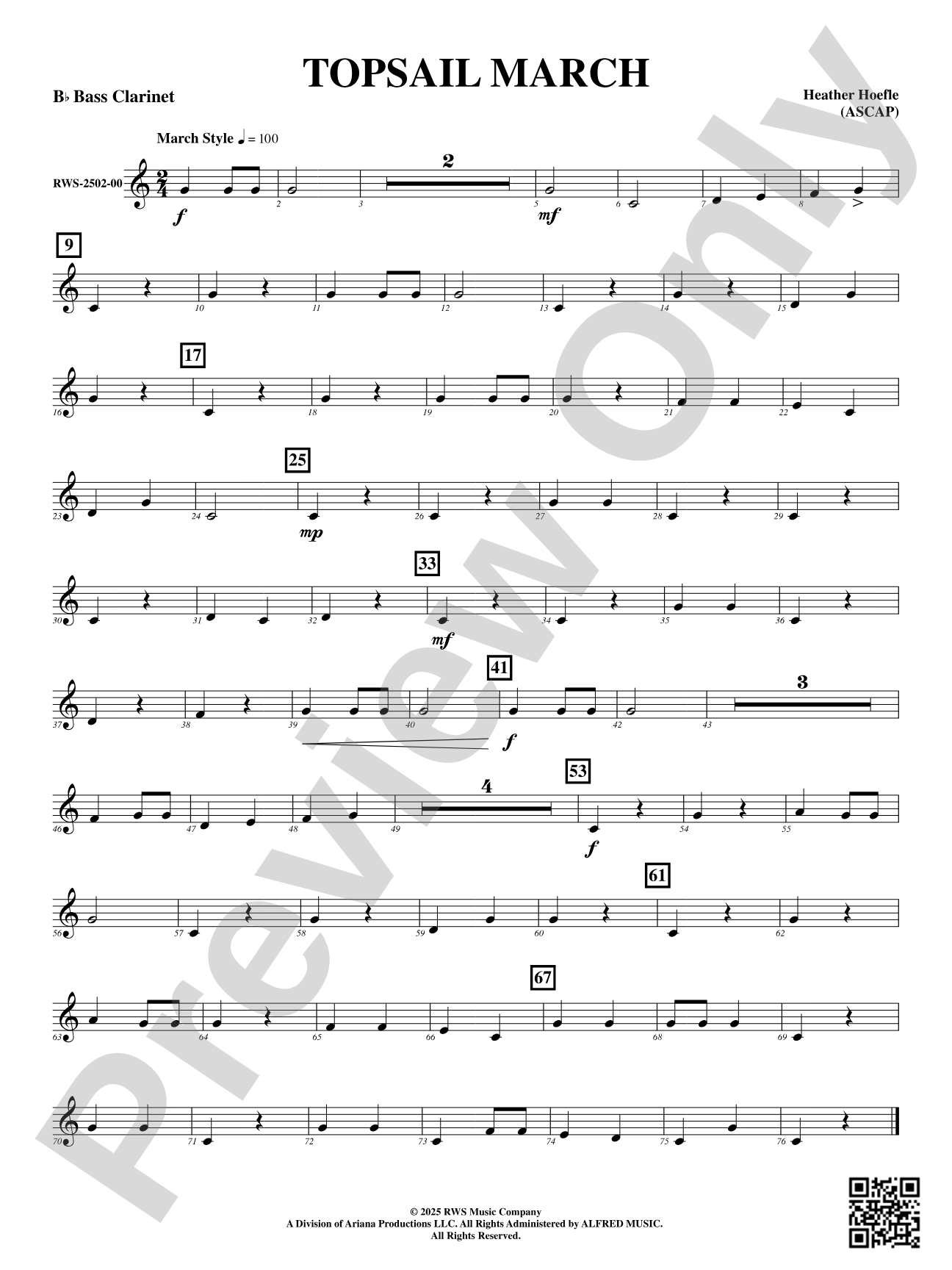 Topsail March: B-flat Bass Clarinet