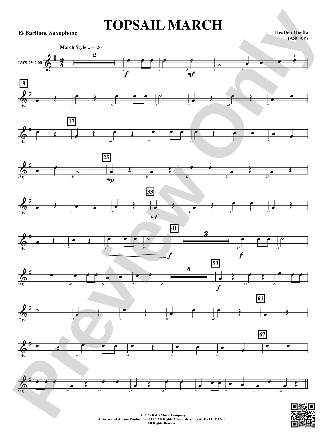 Topsail March: E-flat Baritone Saxophone