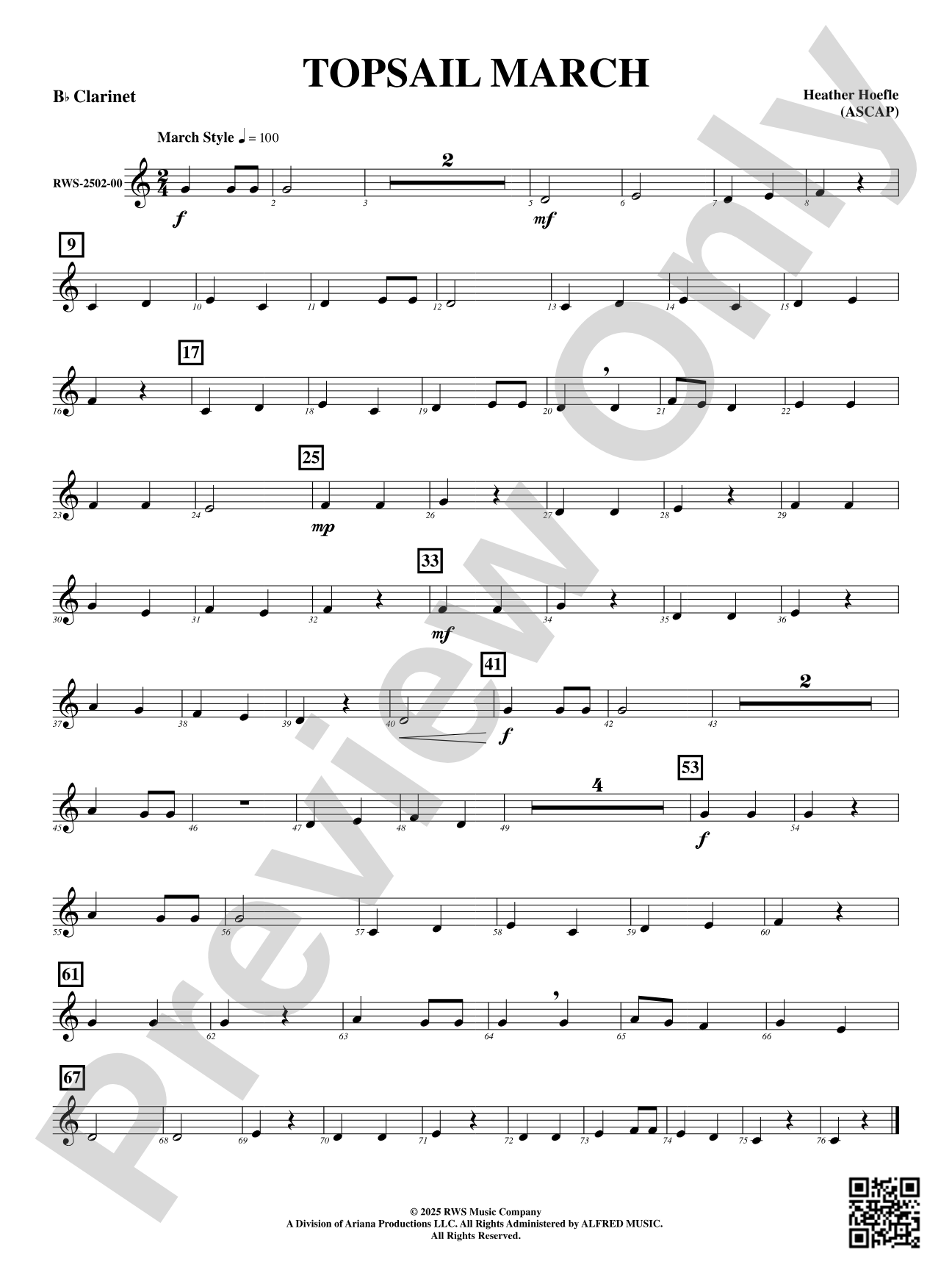 Topsail March: B-flat Clarinet
