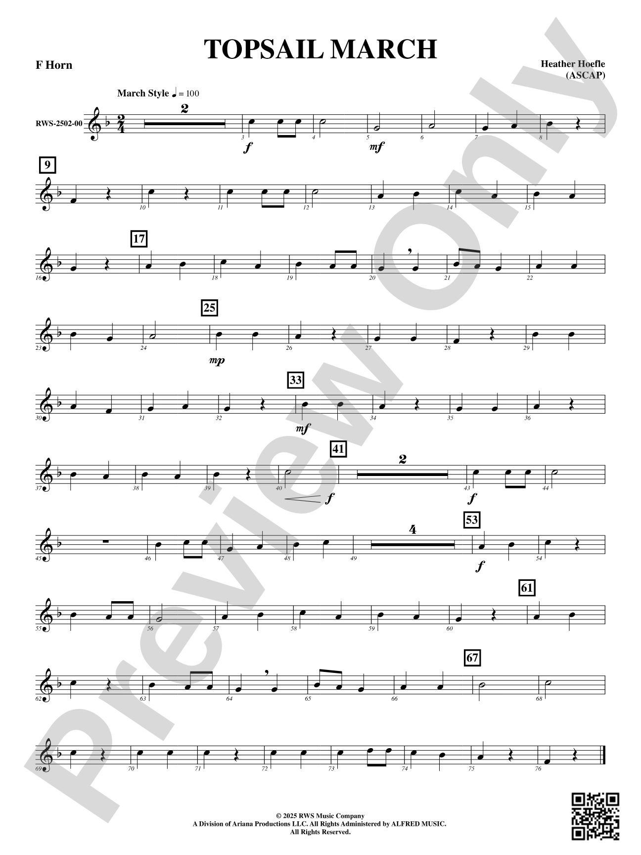 Topsail March: F Horn