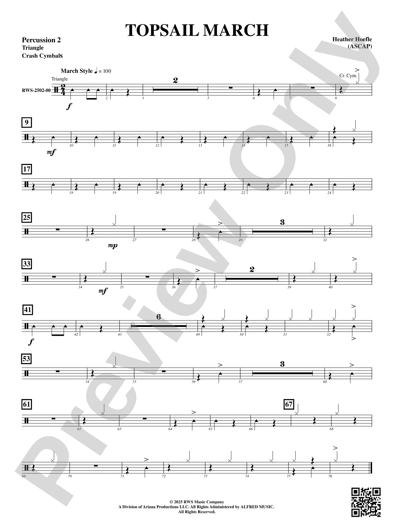 Topsail March: 2nd Percussion