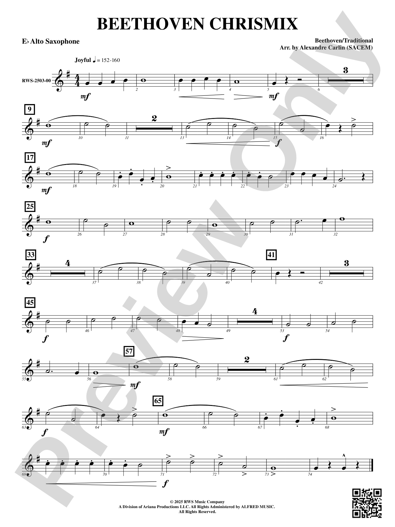 Beethoven Chrismix: E-flat Alto Saxophone