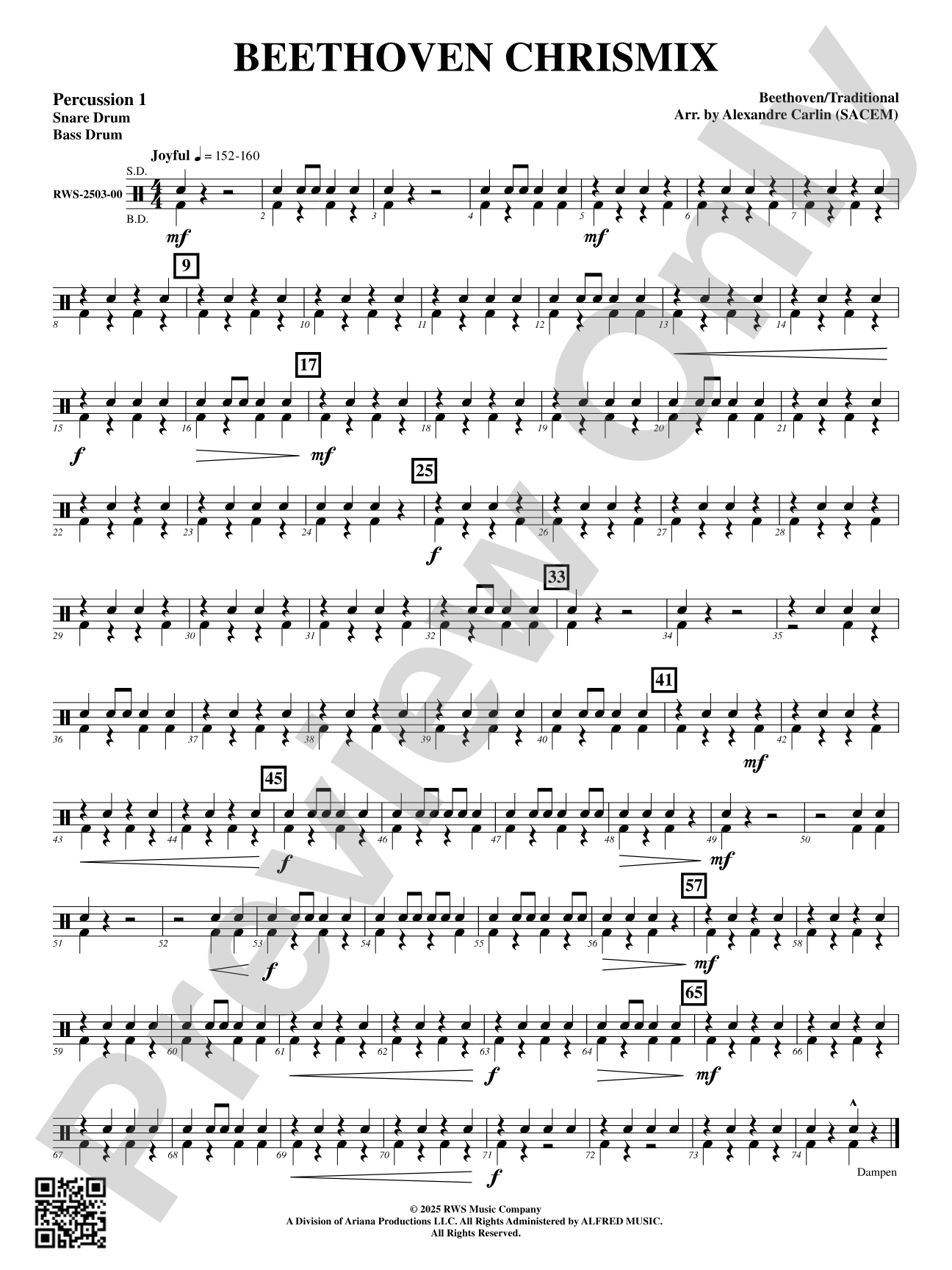 Beethoven Chrismix: 1st Percussion