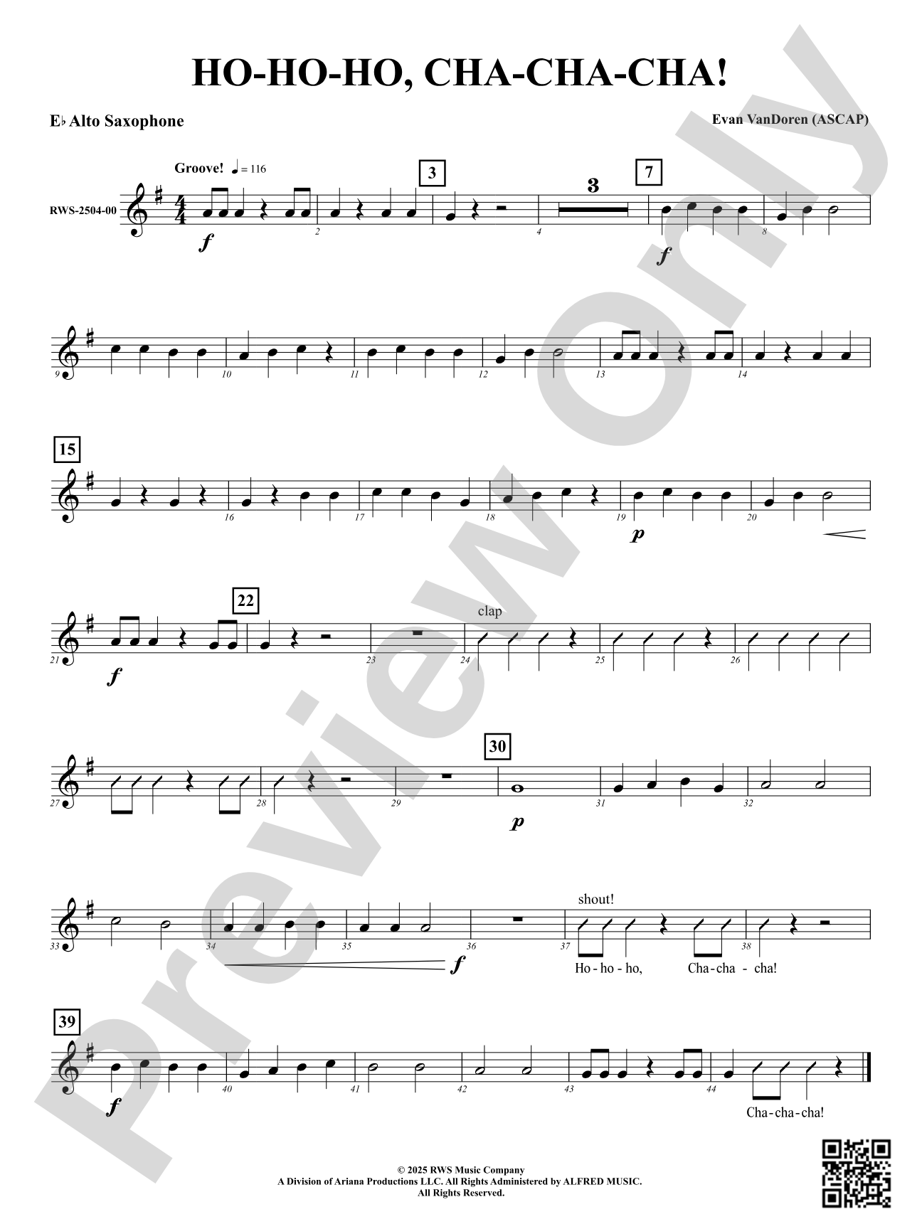 Ho-Ho-Ho, Cha-Cha-Cha!: E-flat Alto Saxophone
