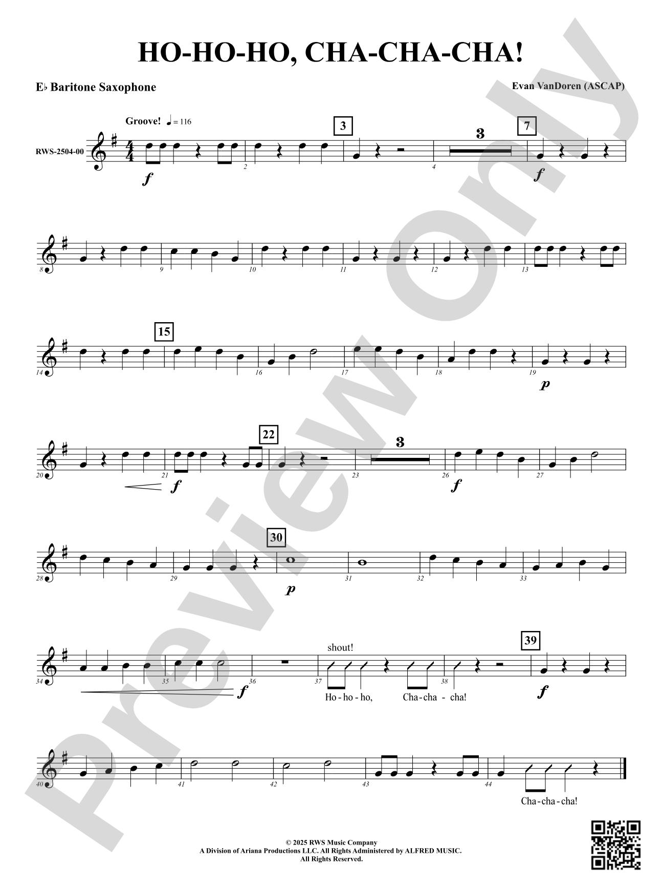 Ho-Ho-Ho, Cha-Cha-Cha!: E-flat Baritone Saxophone