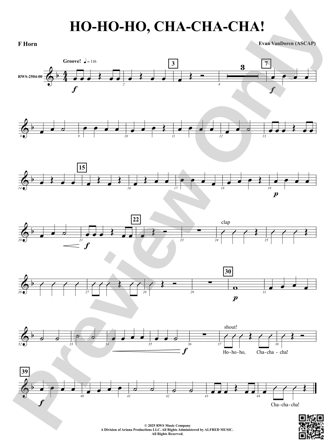 Ho-Ho-Ho, Cha-Cha-Cha!: F Horn