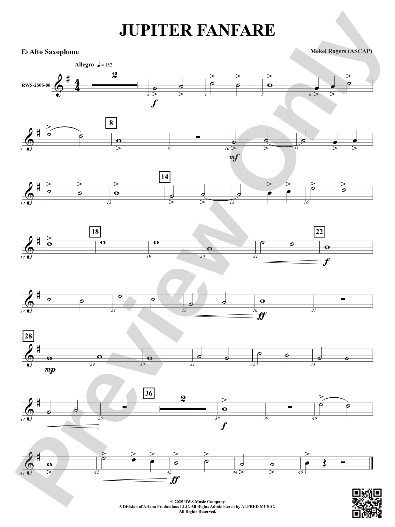 Jupiter Fanfare: E-flat Alto Saxophone