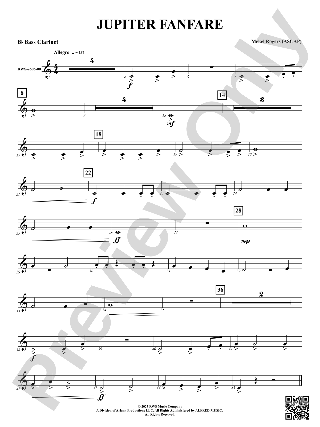 Jupiter Fanfare: B-flat Bass Clarinet