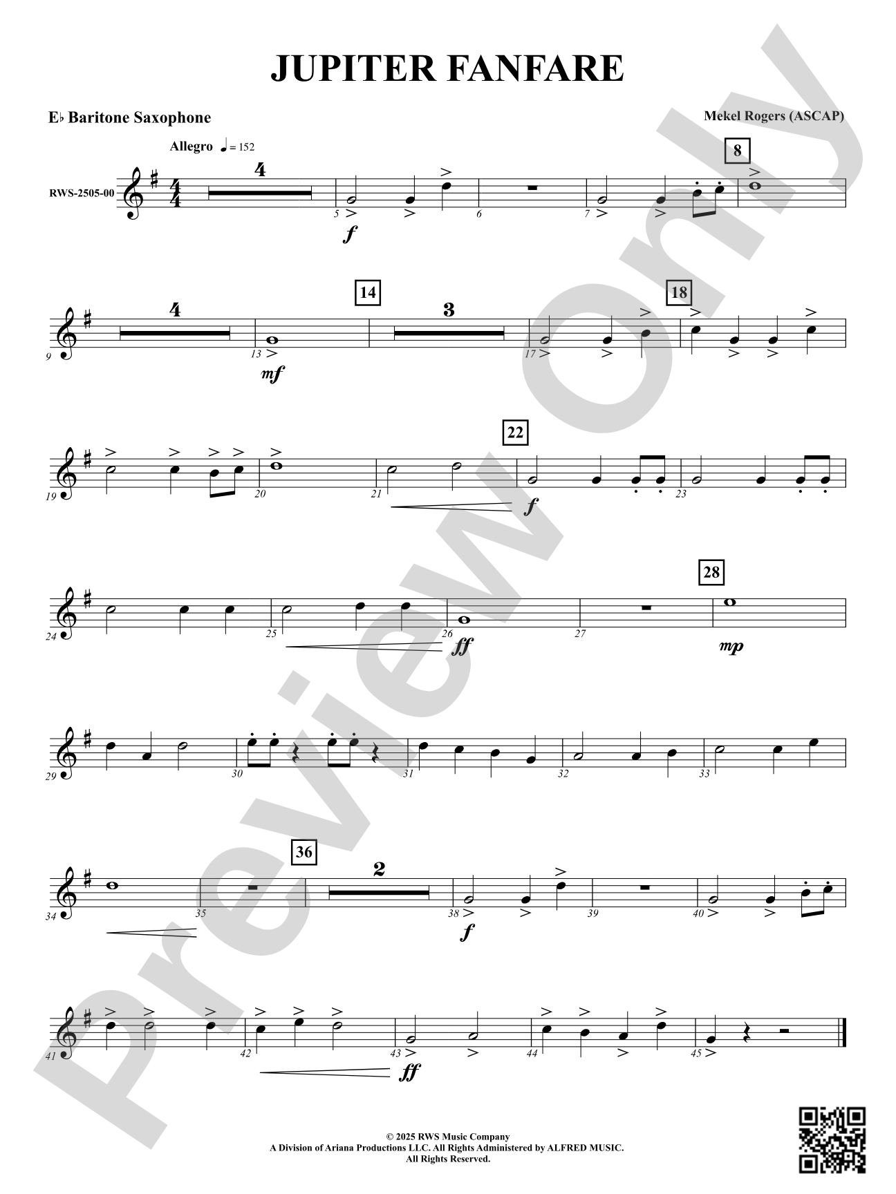 Jupiter Fanfare: E-flat Baritone Saxophone