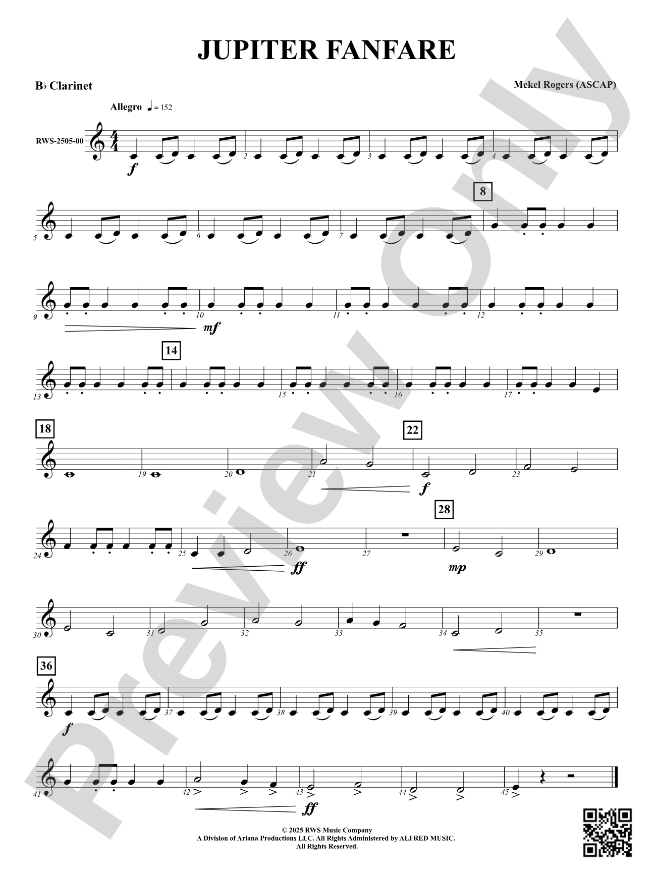 Jupiter Fanfare: B-flat Clarinet