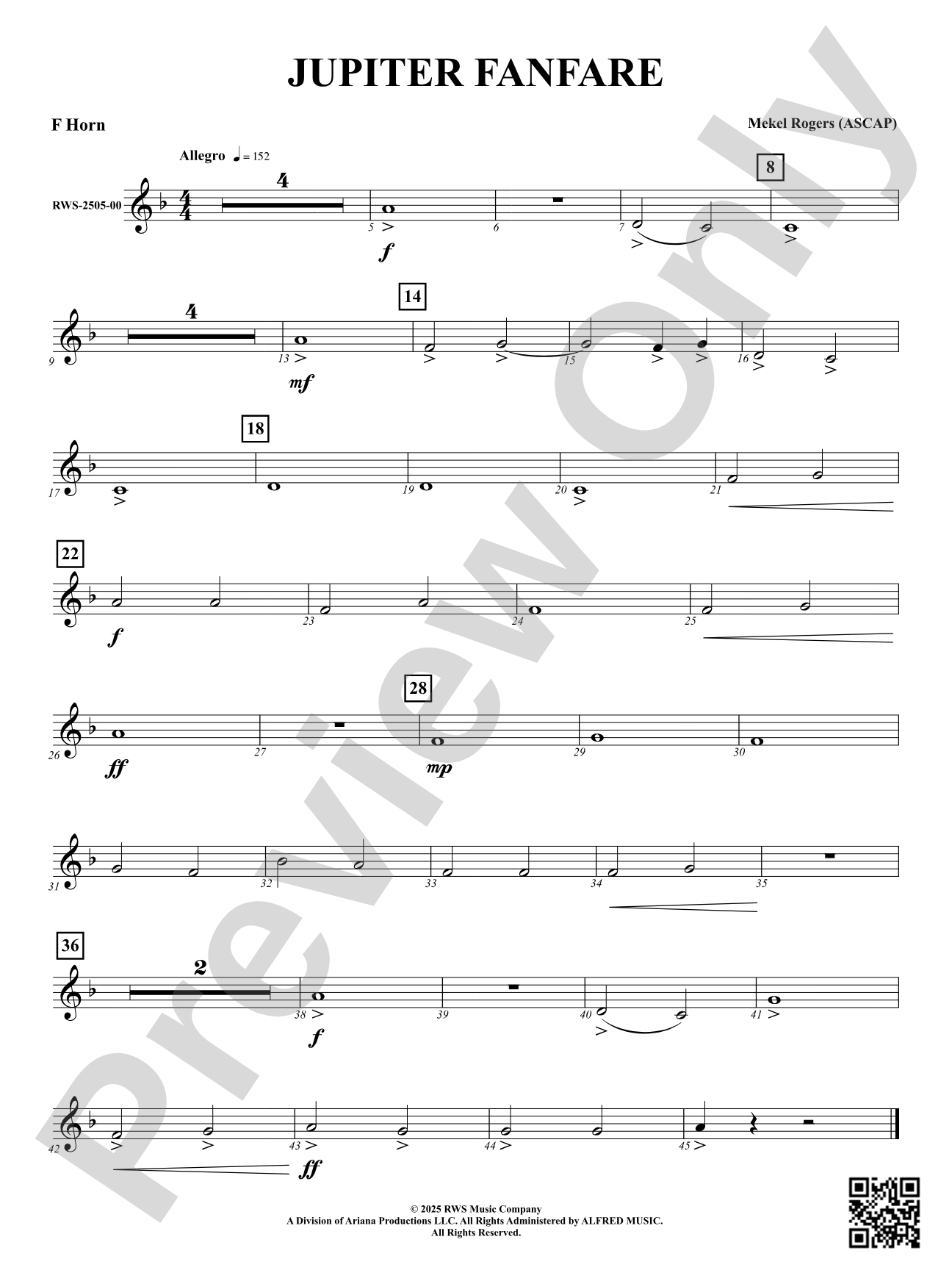 Jupiter Fanfare: F Horn