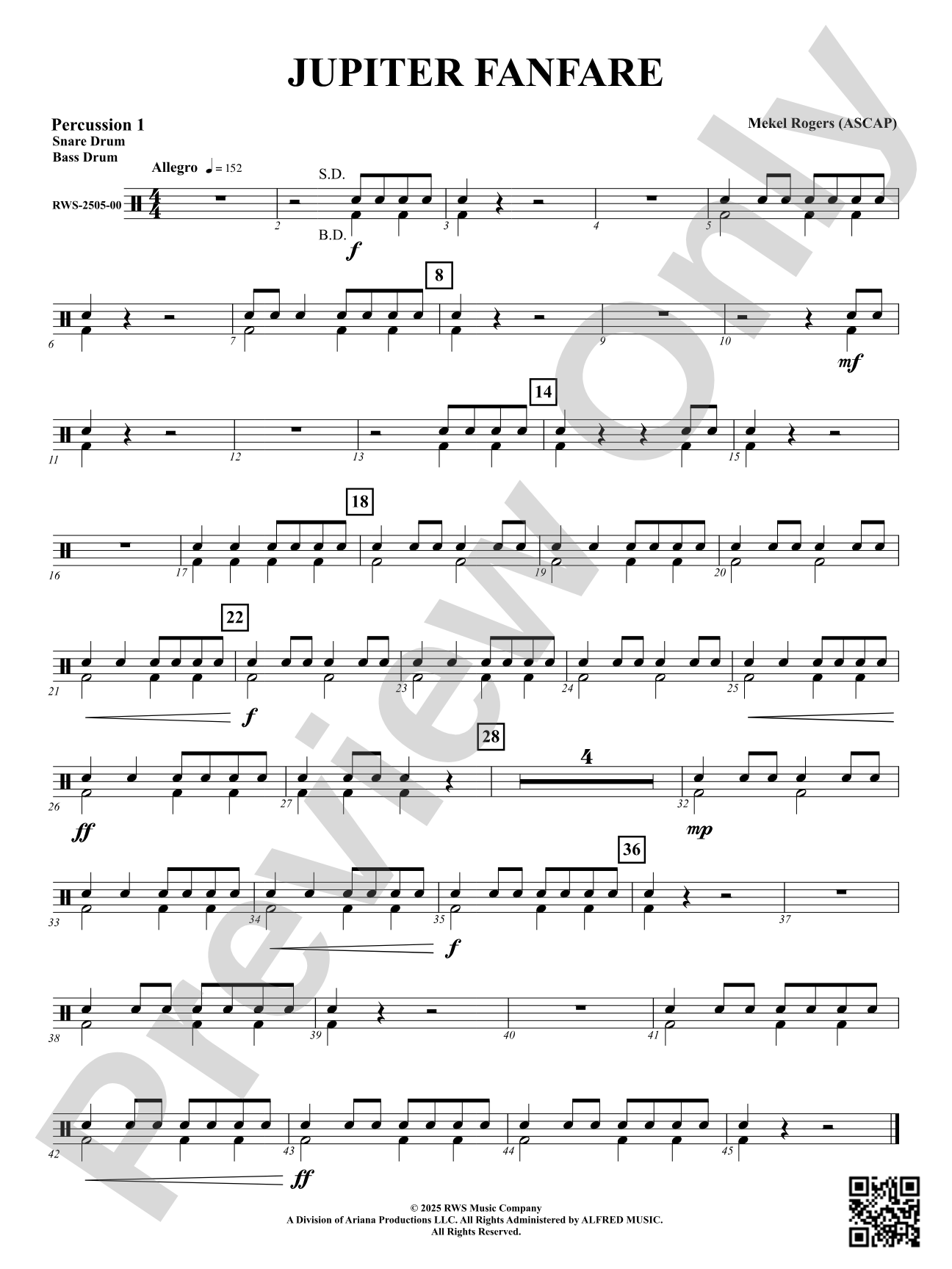 Jupiter Fanfare: 1st Percussion