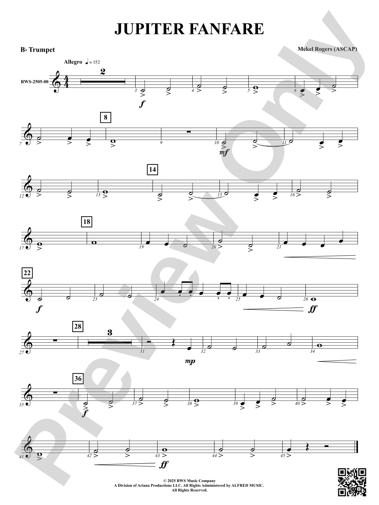 Jupiter Fanfare: B-flat Trumpet
