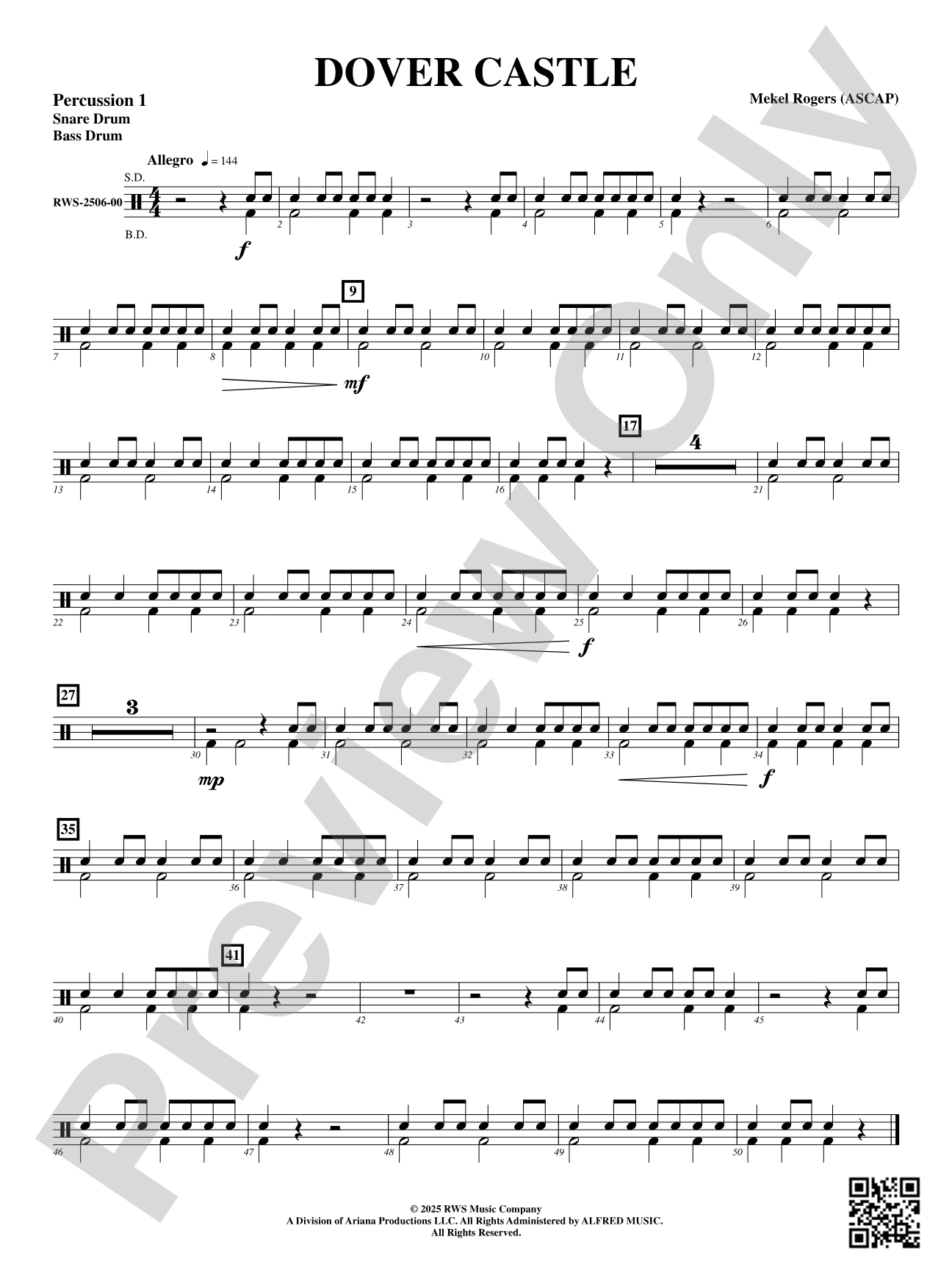 Dover Castle: 1st Percussion