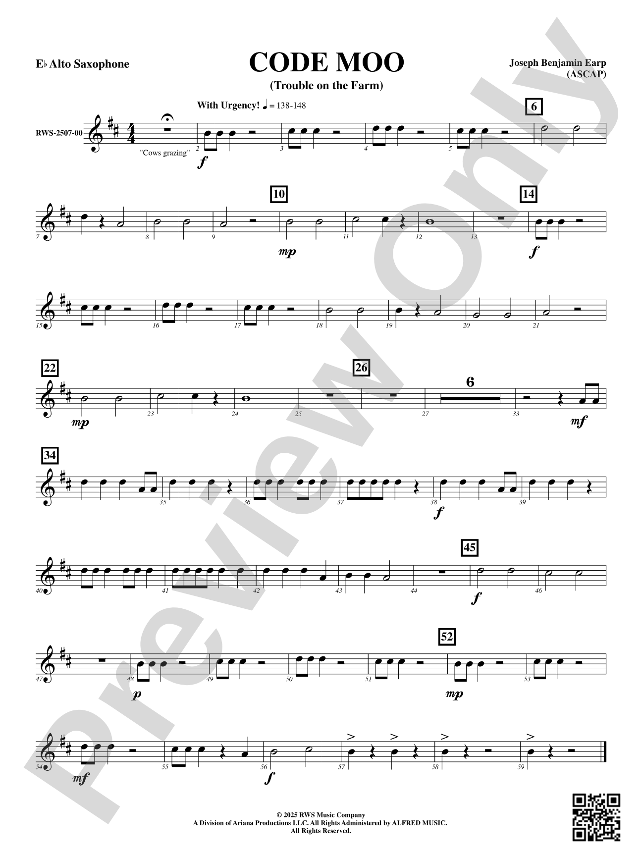 Code Moo (Trouble on the Farm): E-flat Alto Saxophone