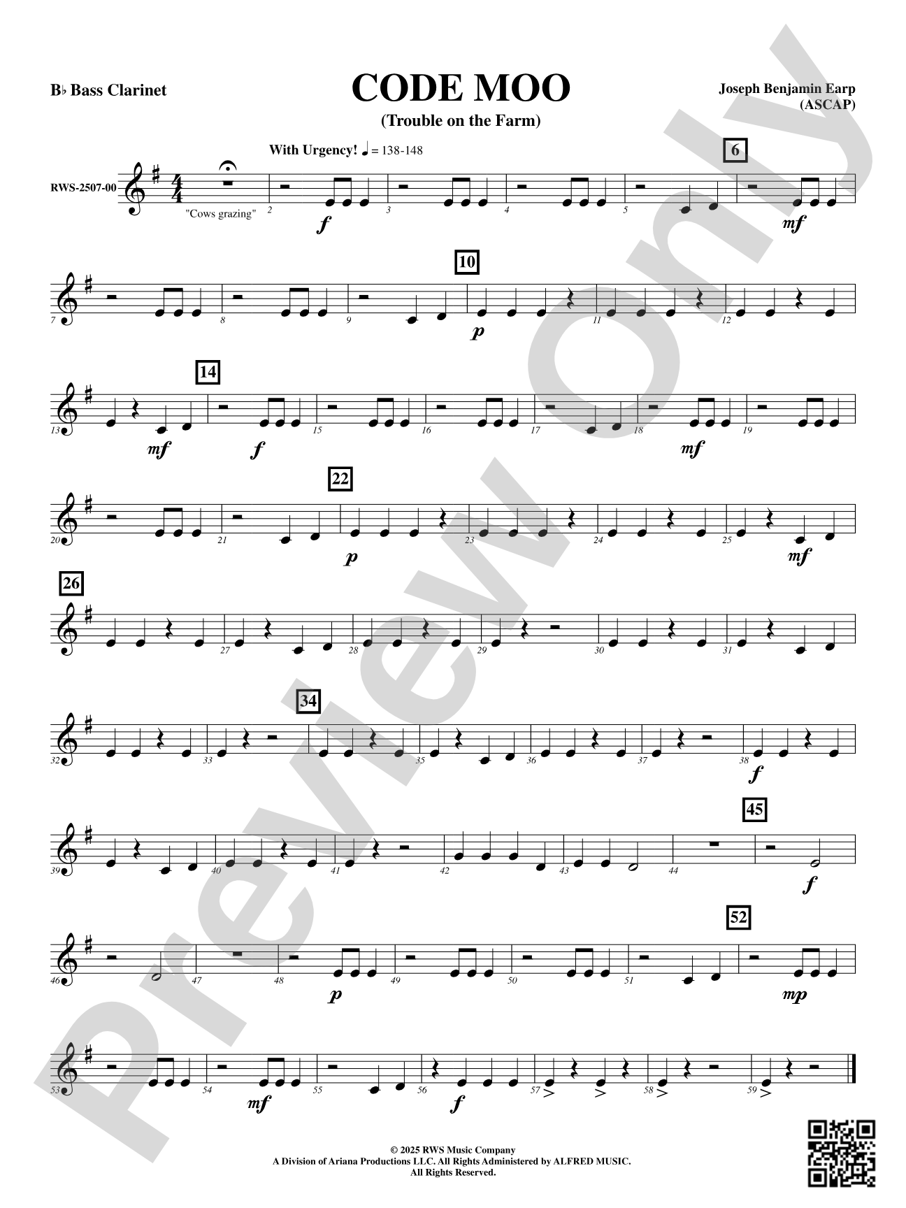 Code Moo (Trouble on the Farm): B-flat Bass Clarinet