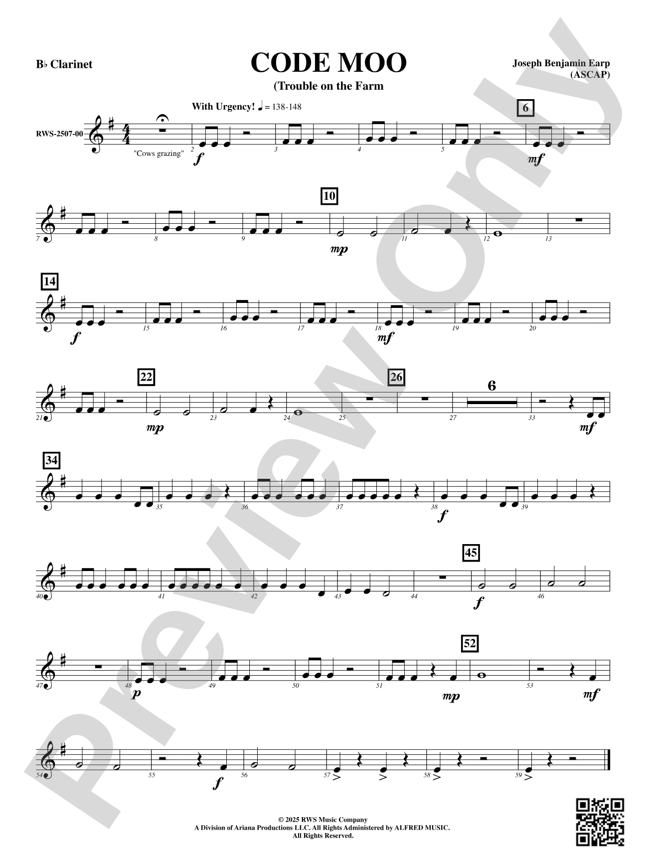 Code Moo (Trouble on the Farm): B-flat Clarinet