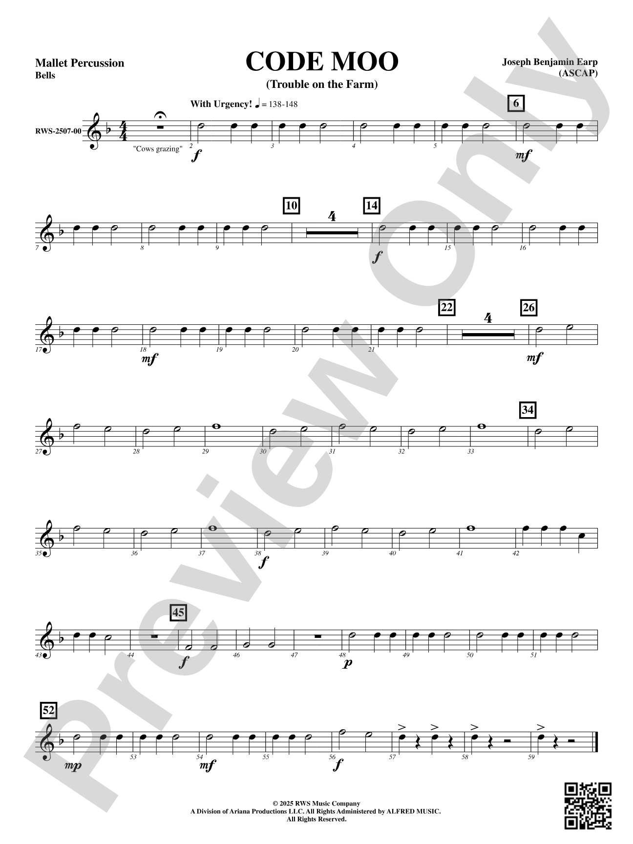 Code Moo (Trouble on the Farm): Mallet Percussion: Bells