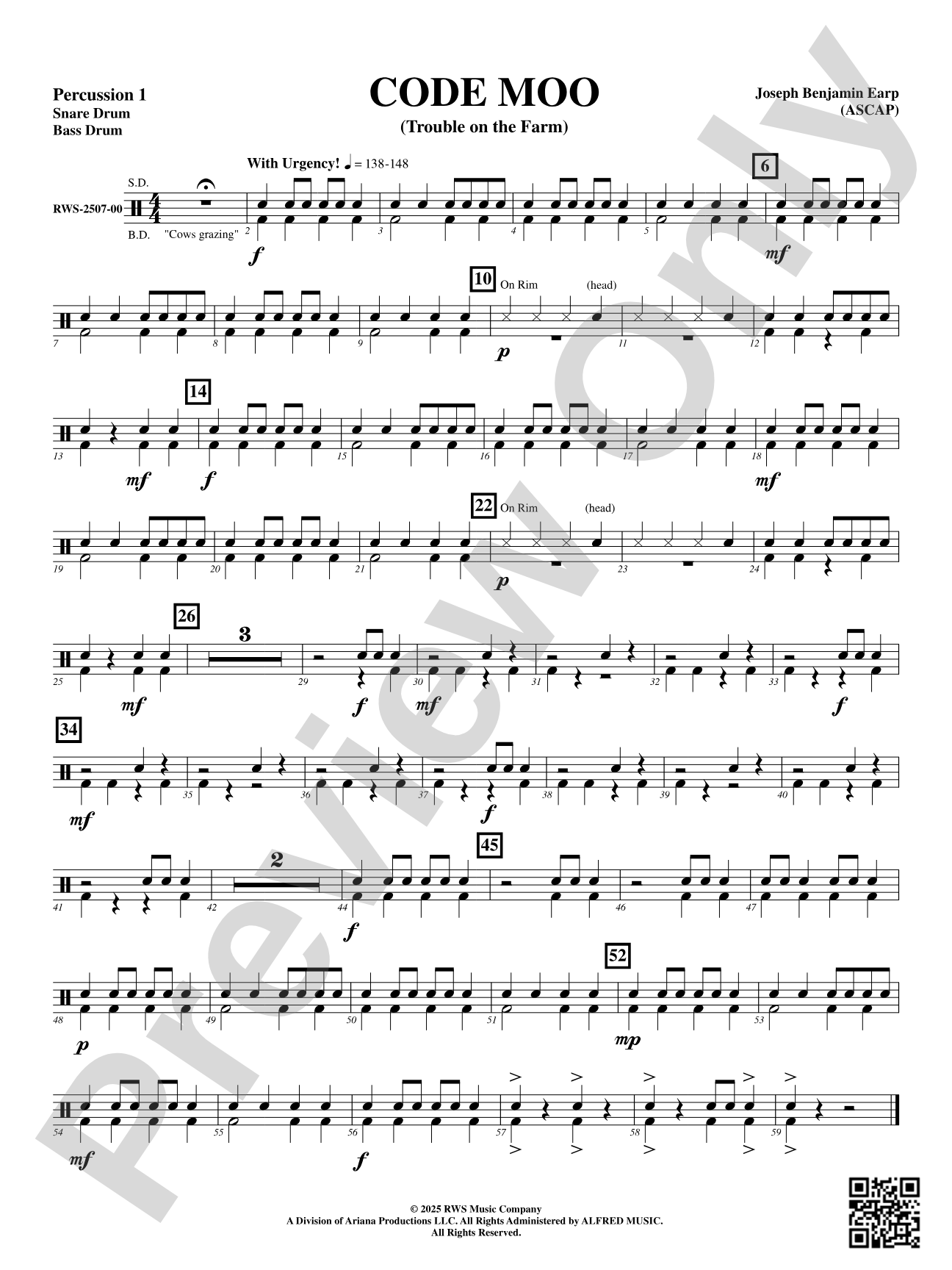 Code Moo (Trouble on the Farm): 1st Percussion