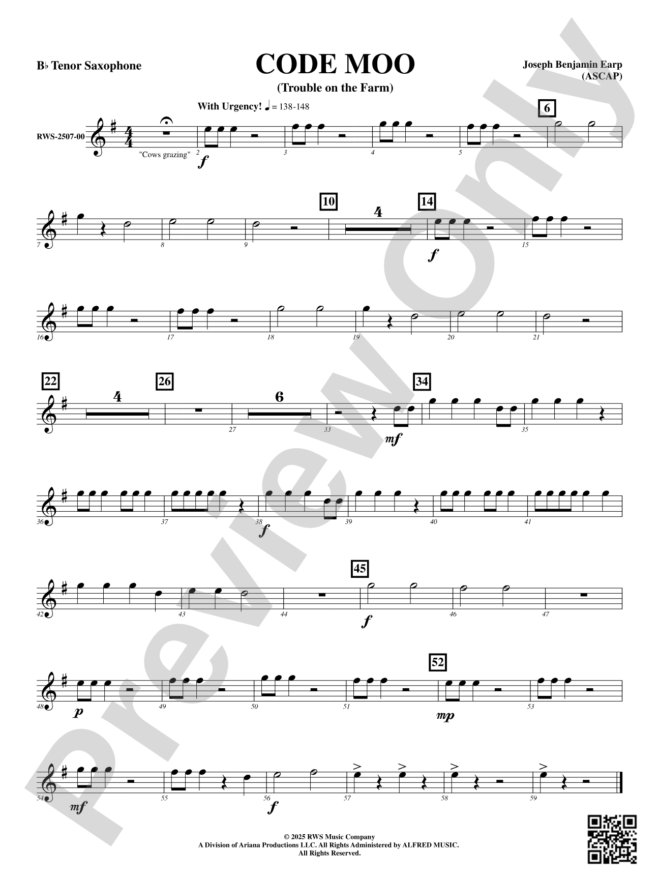 Code Moo (Trouble on the Farm): B-flat Tenor Saxophone