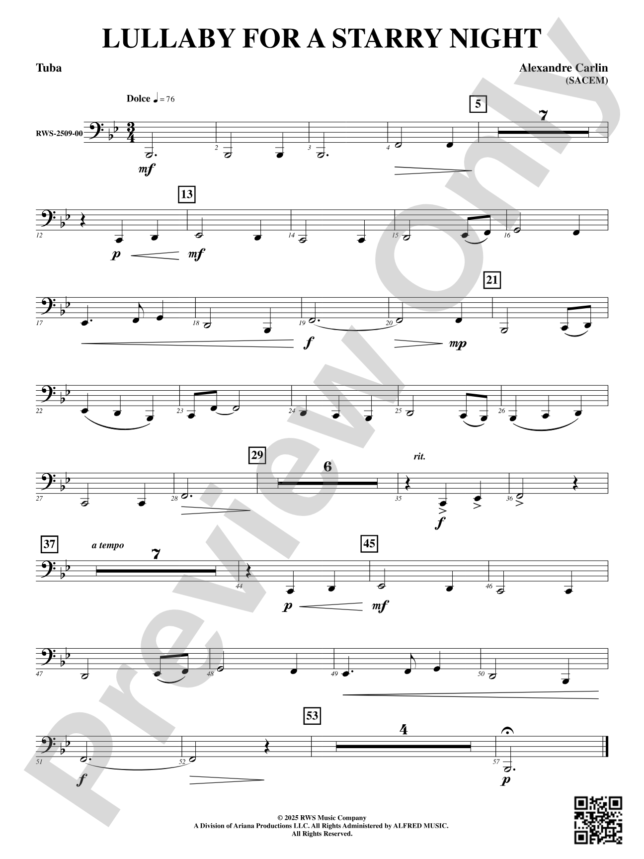 Lullaby For A Starry Night: Tuba
