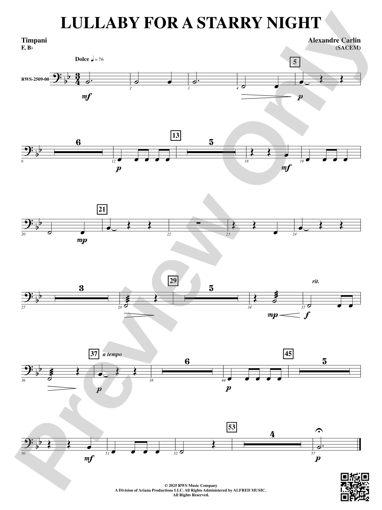 Lullaby For A Starry Night: Timpani