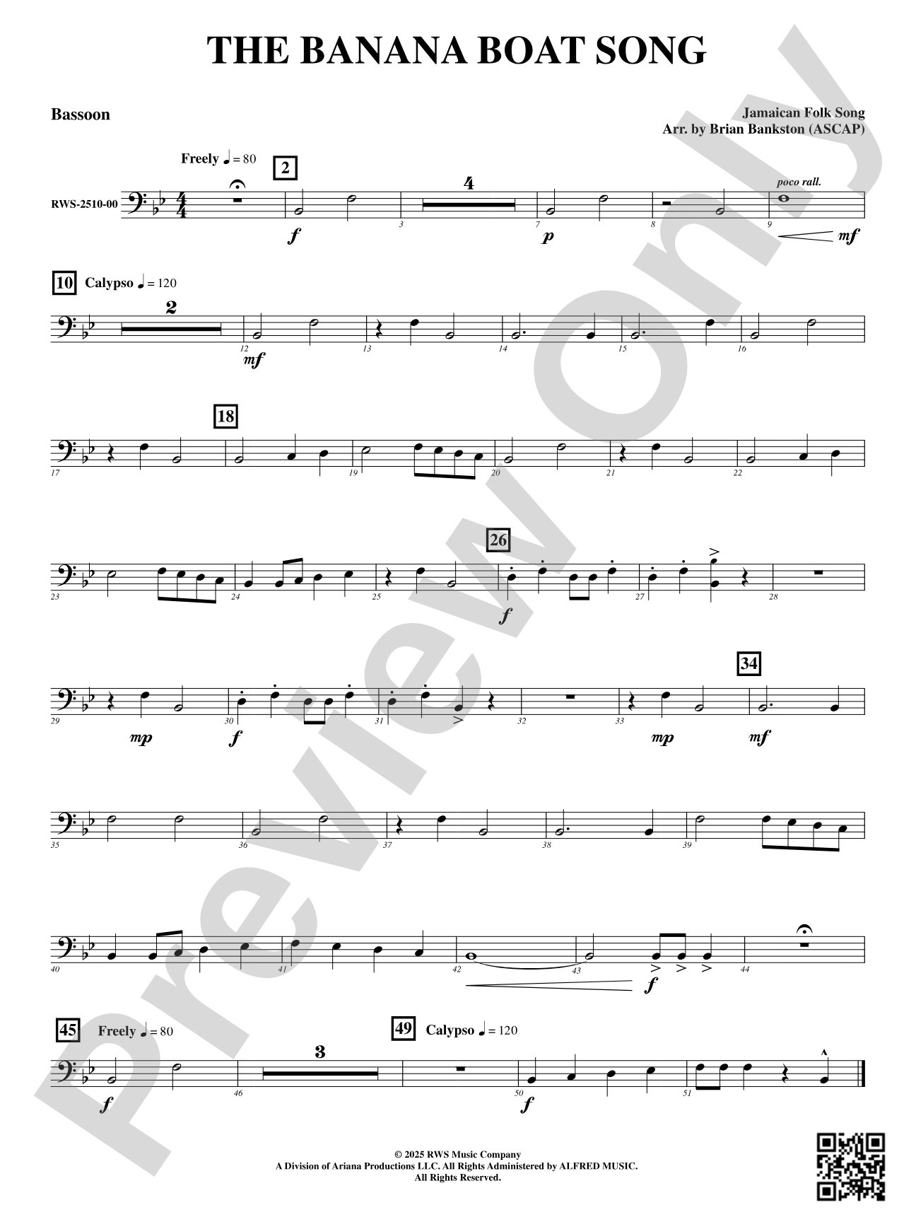 The Banana Boat Song: Bassoon