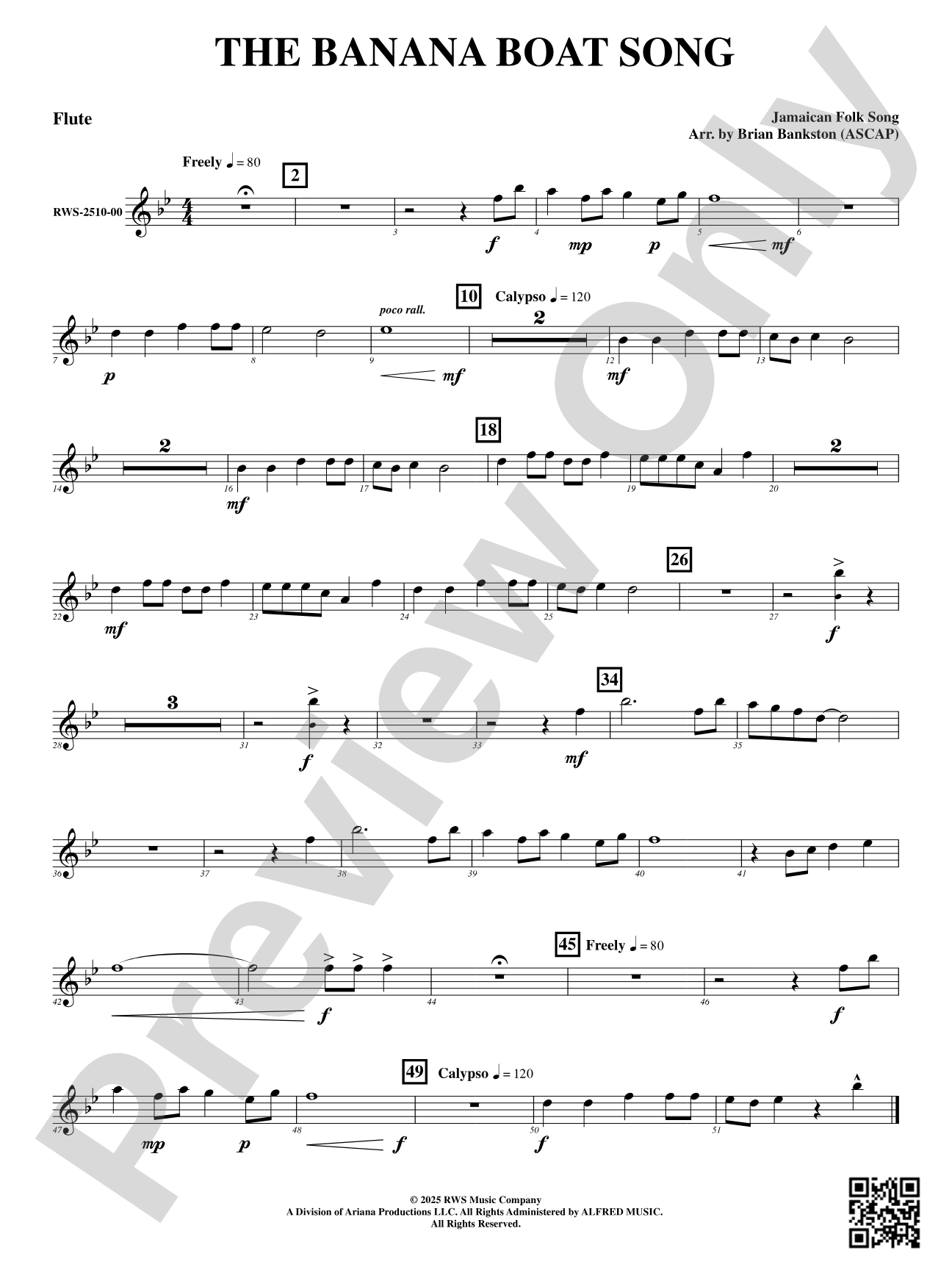 The Banana Boat Song: Flute